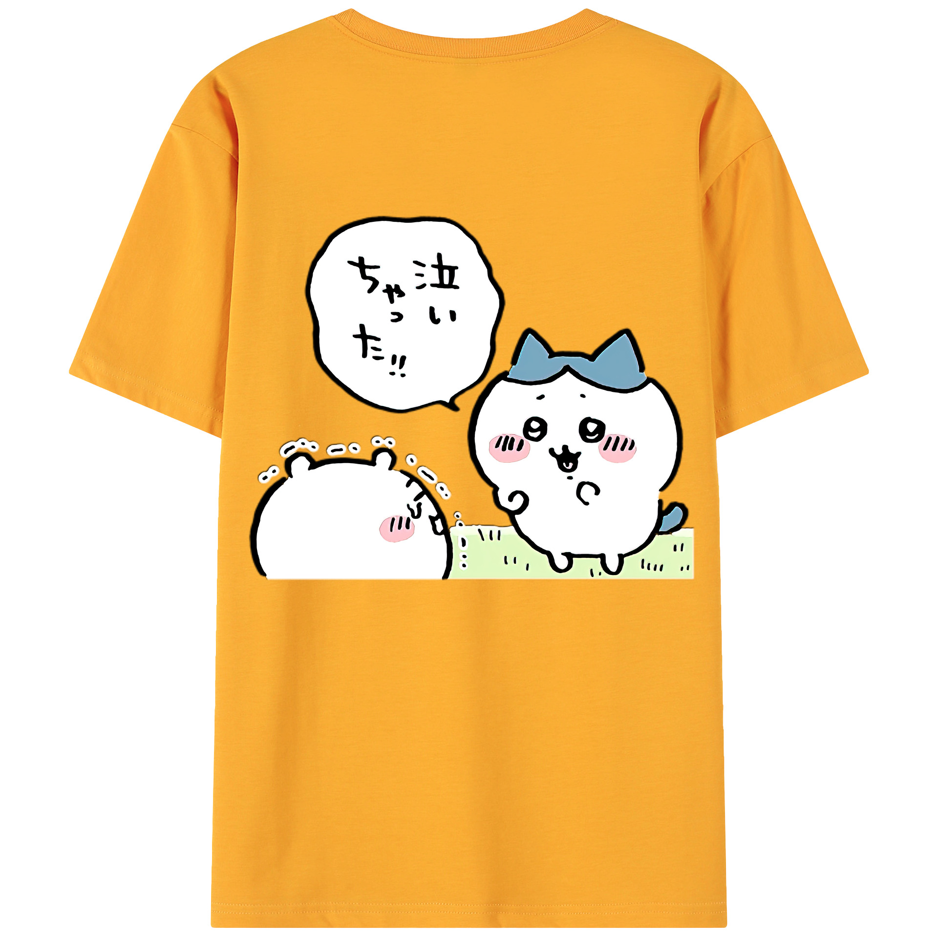 （画像用） ちいかわ ハチワレ Chii-kawa hachiware 綿100％ メンズ半袖Tシャツ（バックプリント） 通気性