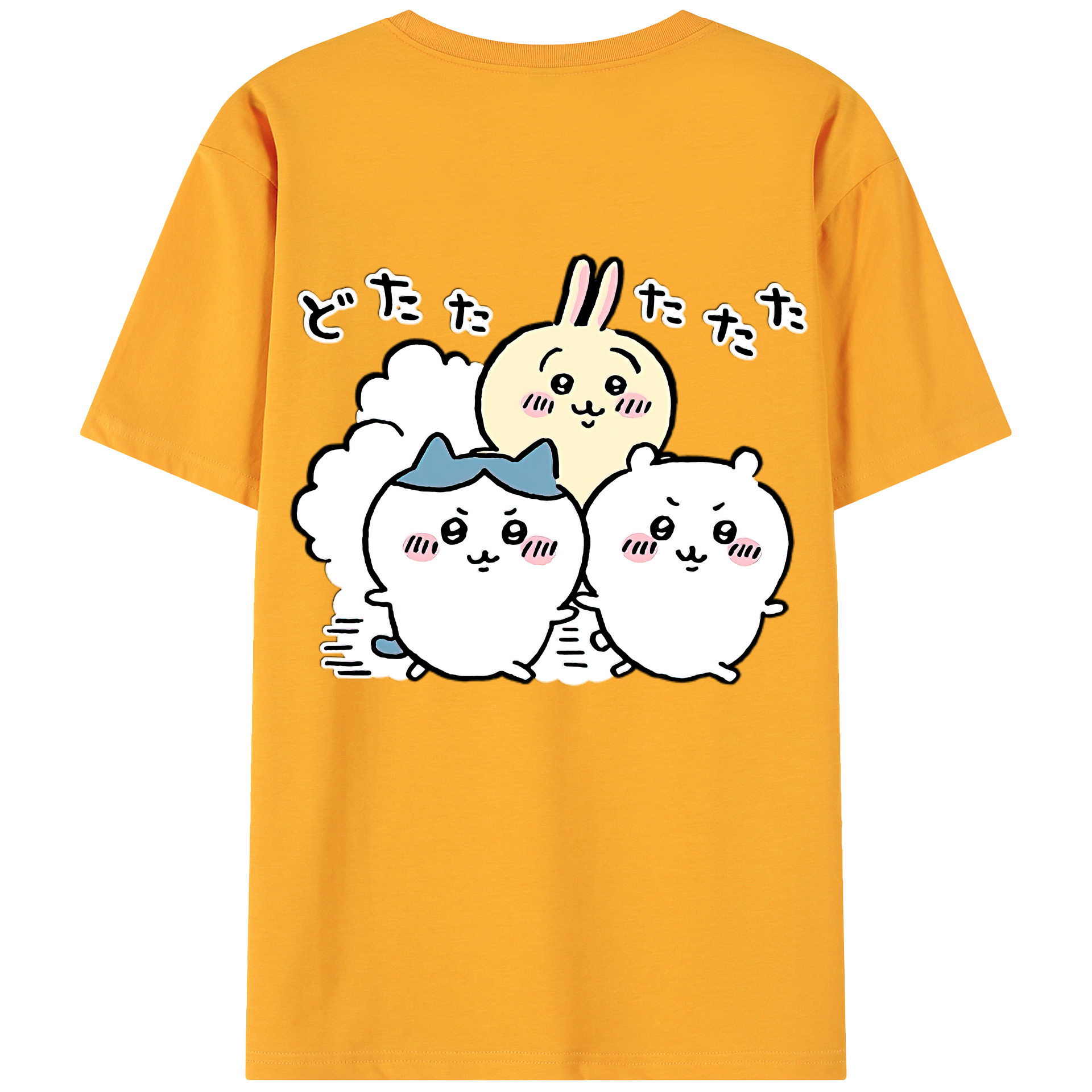 （画像用） ちいかわ ハチワレ Chii-kawa hachiware 綿100％ メンズ半袖Tシャツ（バックプリント） 通気性