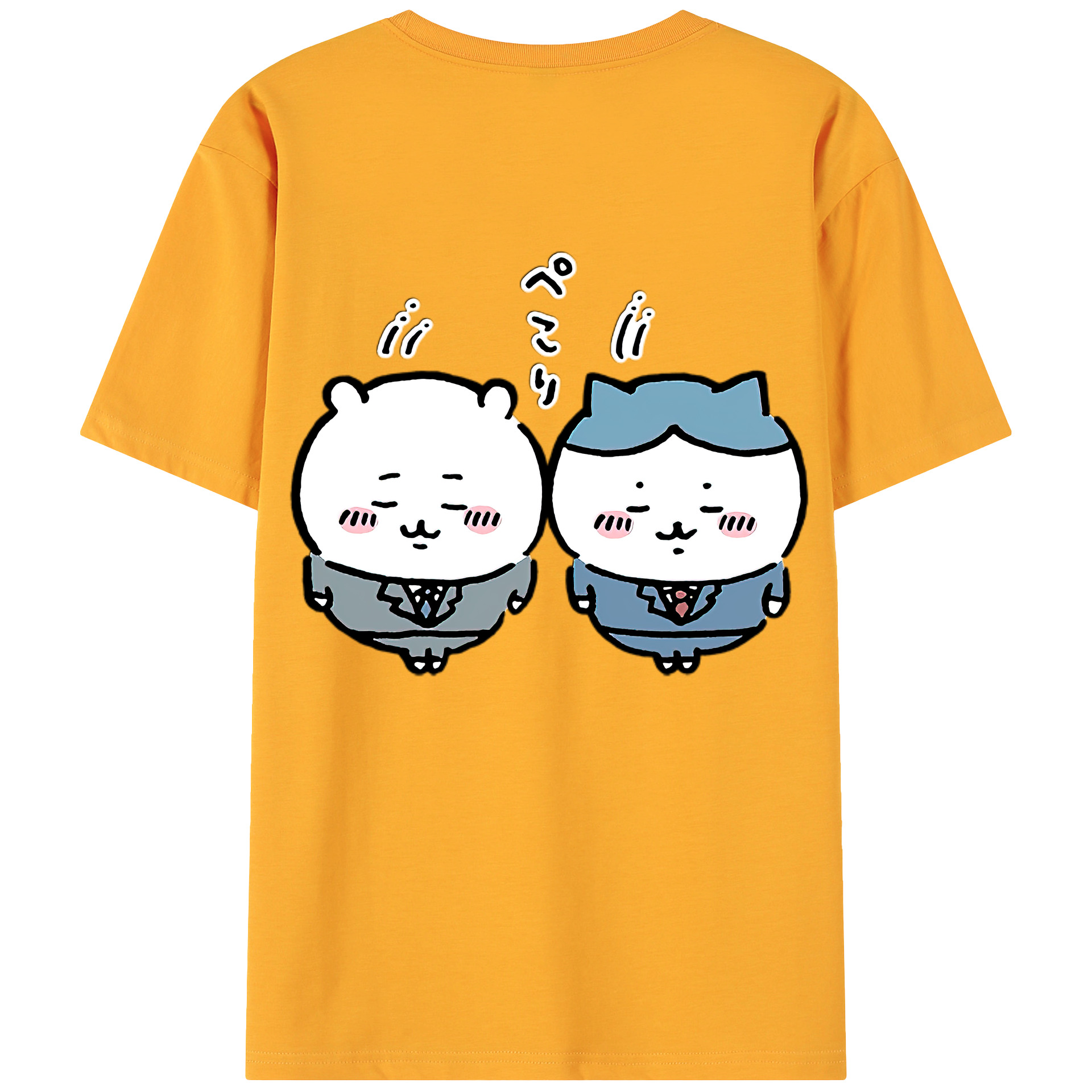 （画像用） ちいかわ ハチワレ Chii-kawa hachiware 綿100％ メンズ半袖Tシャツ（バックプリント） 通気性