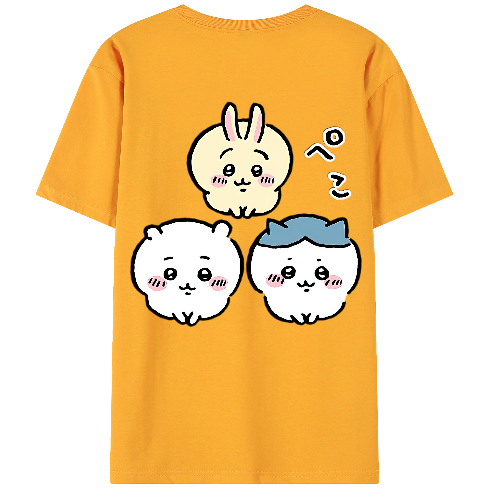 （画像用） ちいかわ うさぎ Chii-kawa usagi 綿100％ メンズ半袖Tシャツ（バックプリント） 通気性