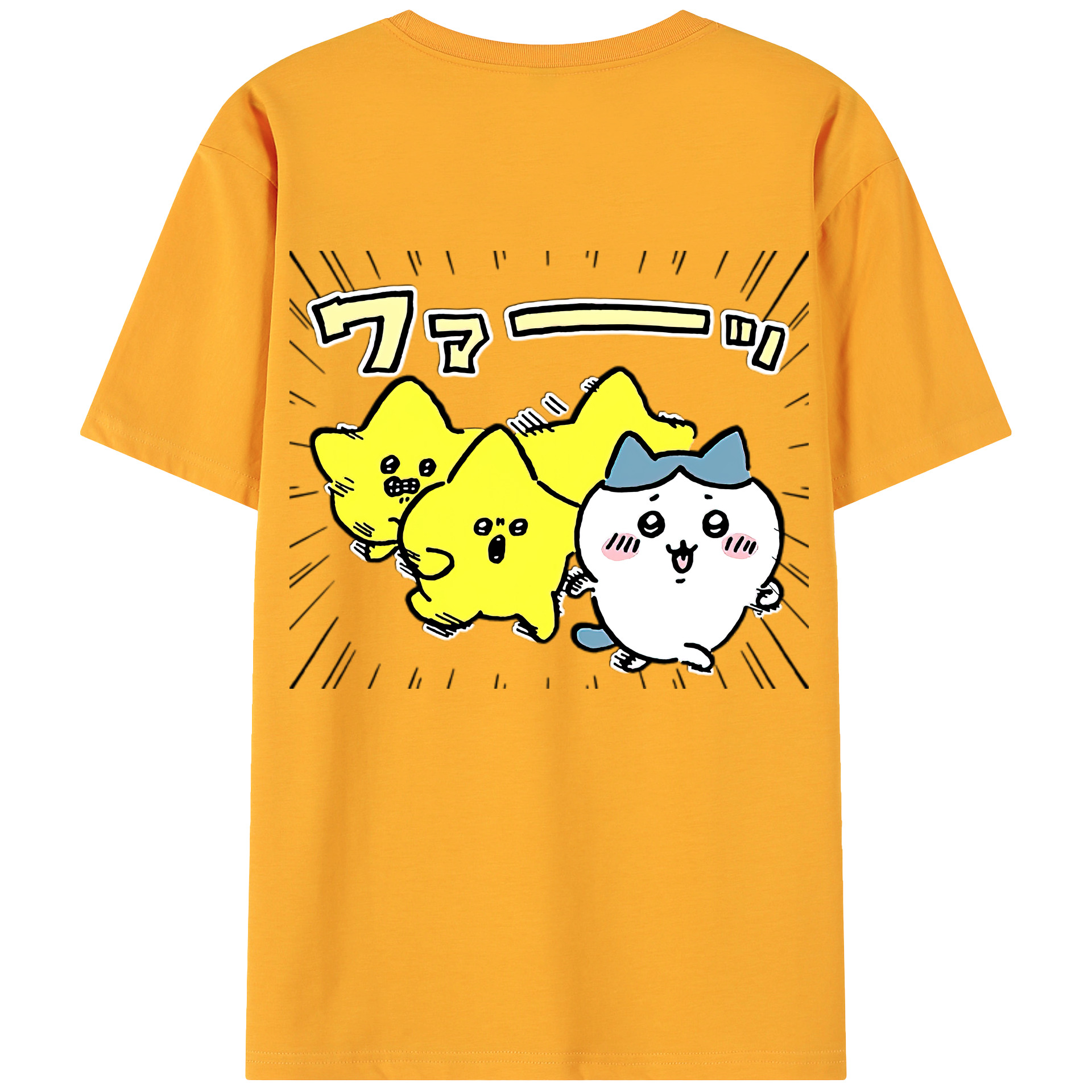 （画像用） ちいかわ 流れ星 Chii-kawa Shooting star 綿100％ メンズ半袖Tシャツ（バックプリント） 通気性