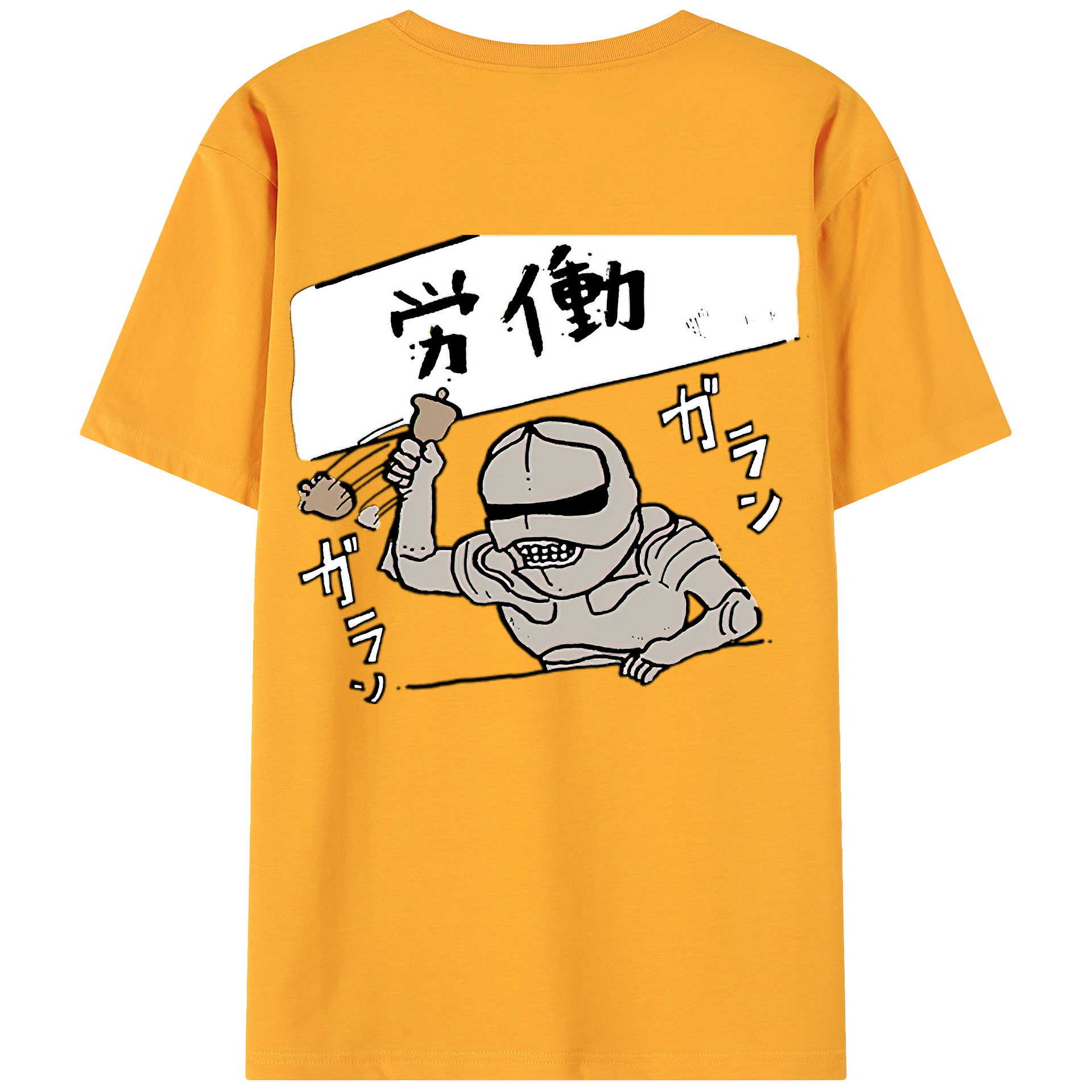 （画像用） ちいかわ 労働の鎧さん Chii-kawa Mr. Armor of Labor 綿100％ メンズ半袖Tシャツ（バックプリント） 通気性
