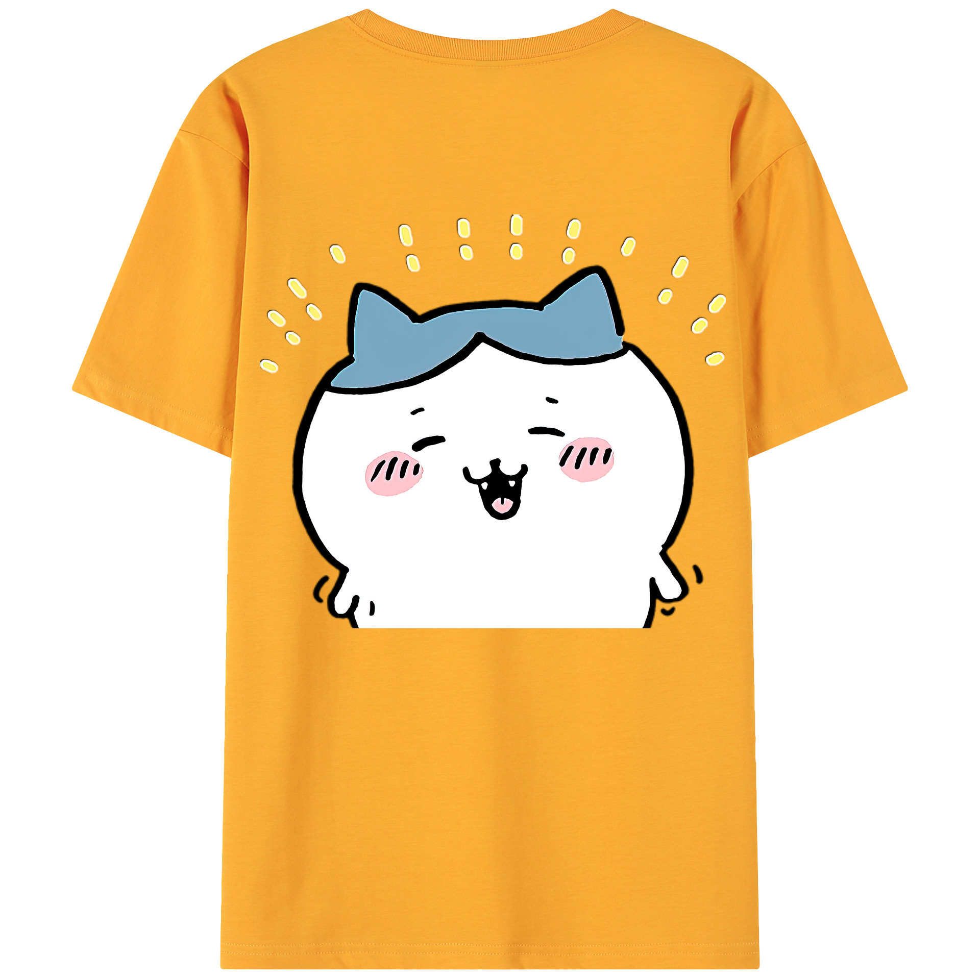（画像用） ちいかわ ハチワレ Chii-kawa hachiware 綿100％ メンズ半袖Tシャツ（バックプリント） 通気性