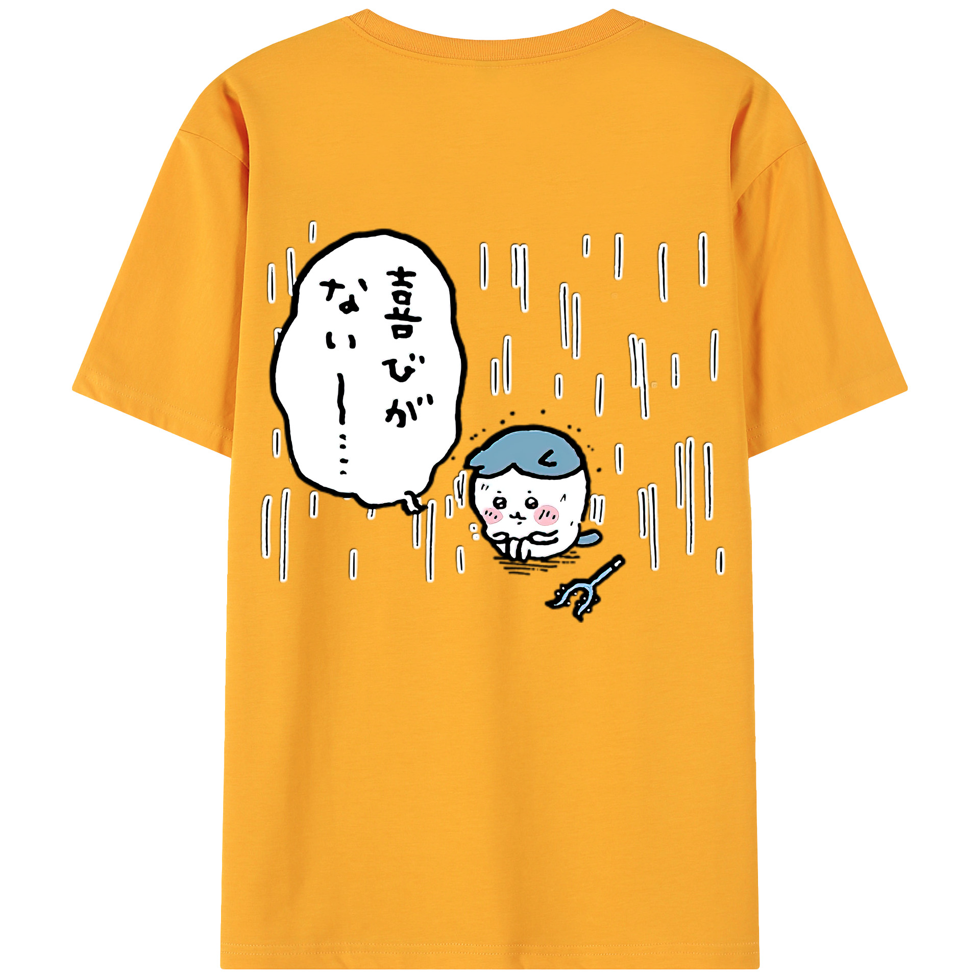 （画像用） ちいかわ ハチワレ Chii-kawa hachiware 綿100％ メンズ半袖Tシャツ（バックプリント） 通気性
