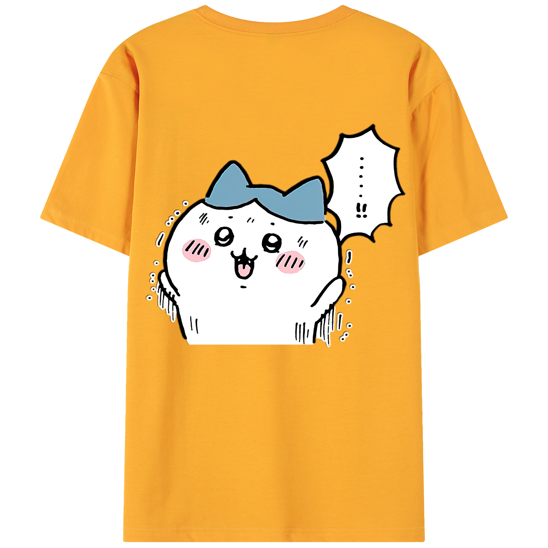 （画像用） ちいかわ ハチワレ Chii-kawa hachiware 綿100％ メンズ半袖Tシャツ（バックプリント） 通気性