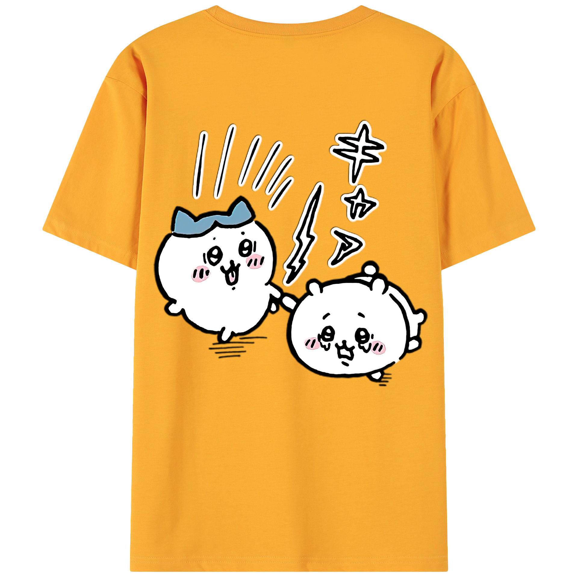 （画像用） ちいかわ ハチワレ Chii-kawa hachiware 綿100％ メンズ半袖Tシャツ（バックプリント） 通気性