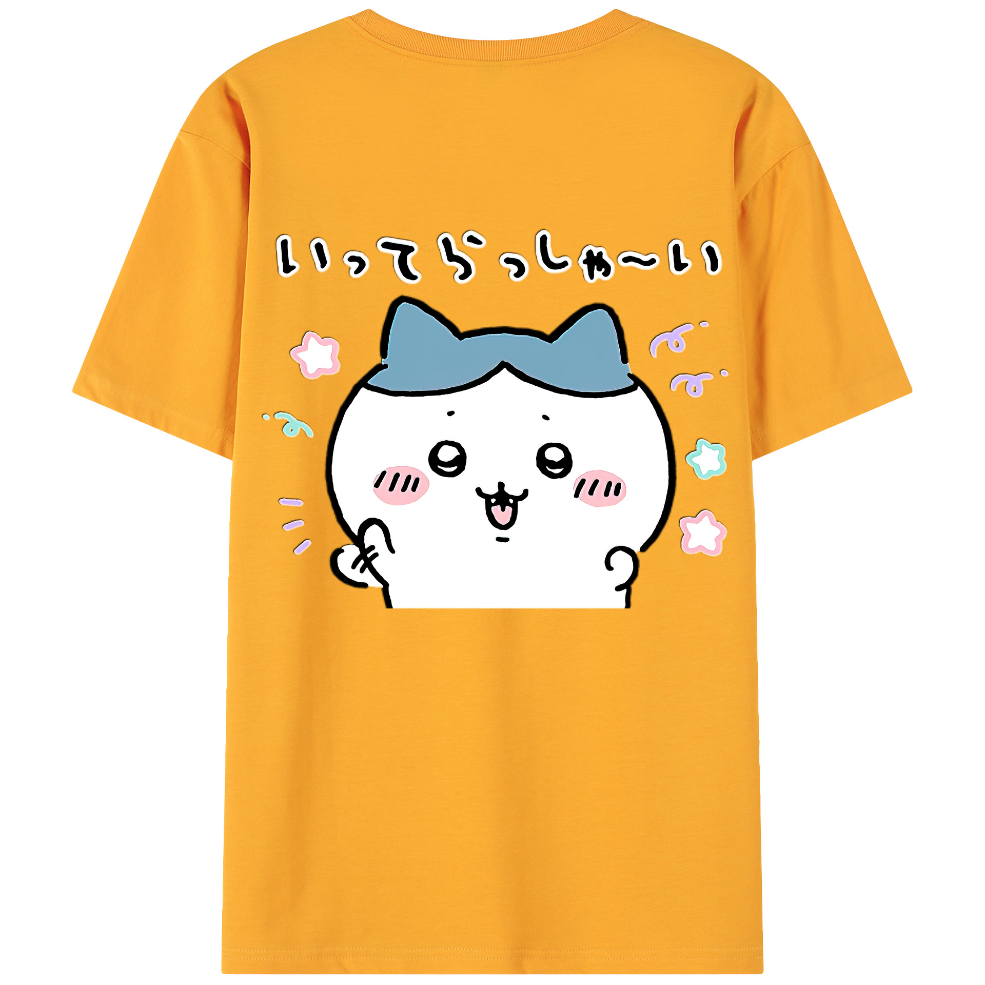 （画像用） ちいかわ ハチワレ Chii-kawa hachiware 綿100％ メンズ半袖Tシャツ（バックプリント） 通気性