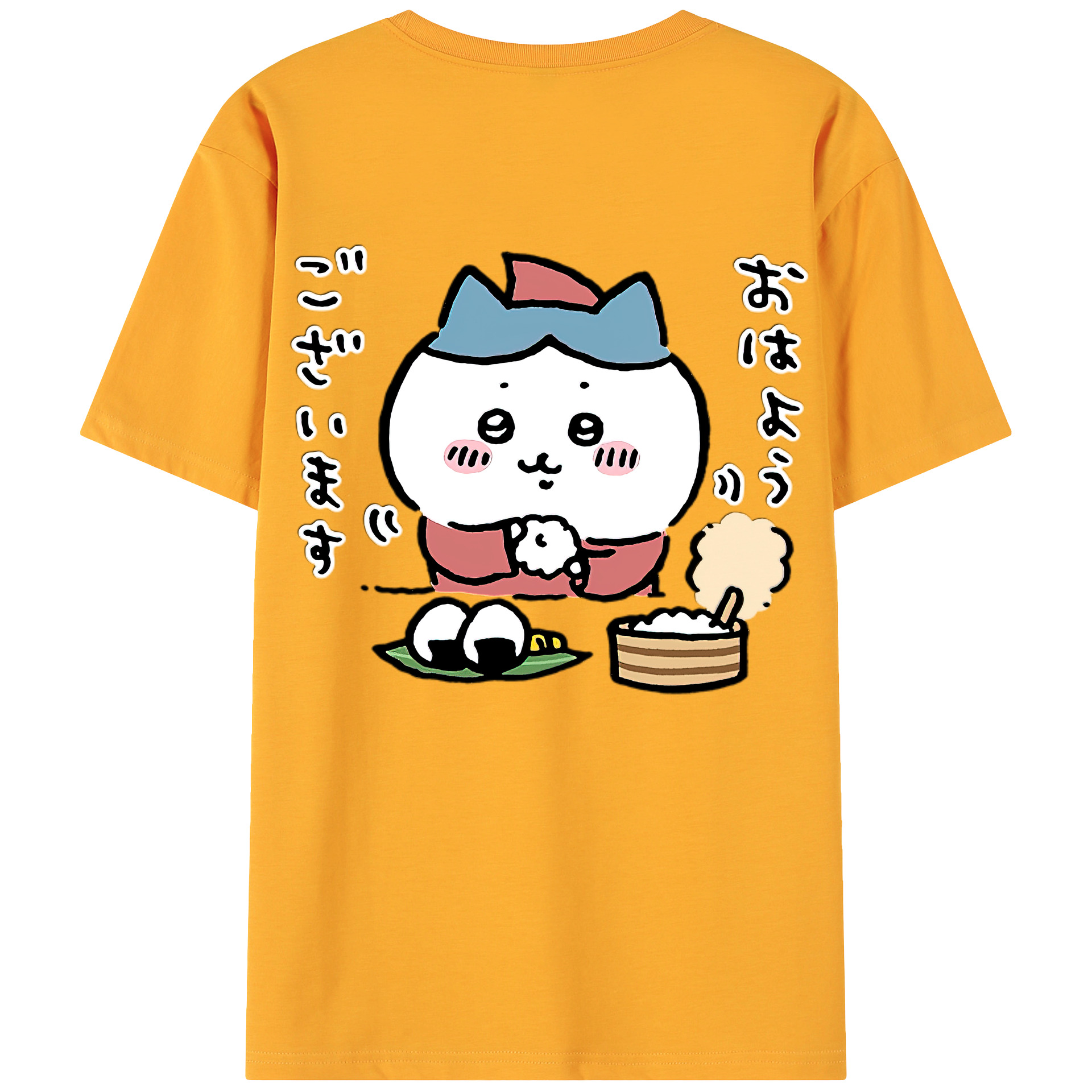 （画像用） ちいかわ ハチワレ Chii-kawa hachiware 綿100％ メンズ半袖Tシャツ（バックプリント） 通気性