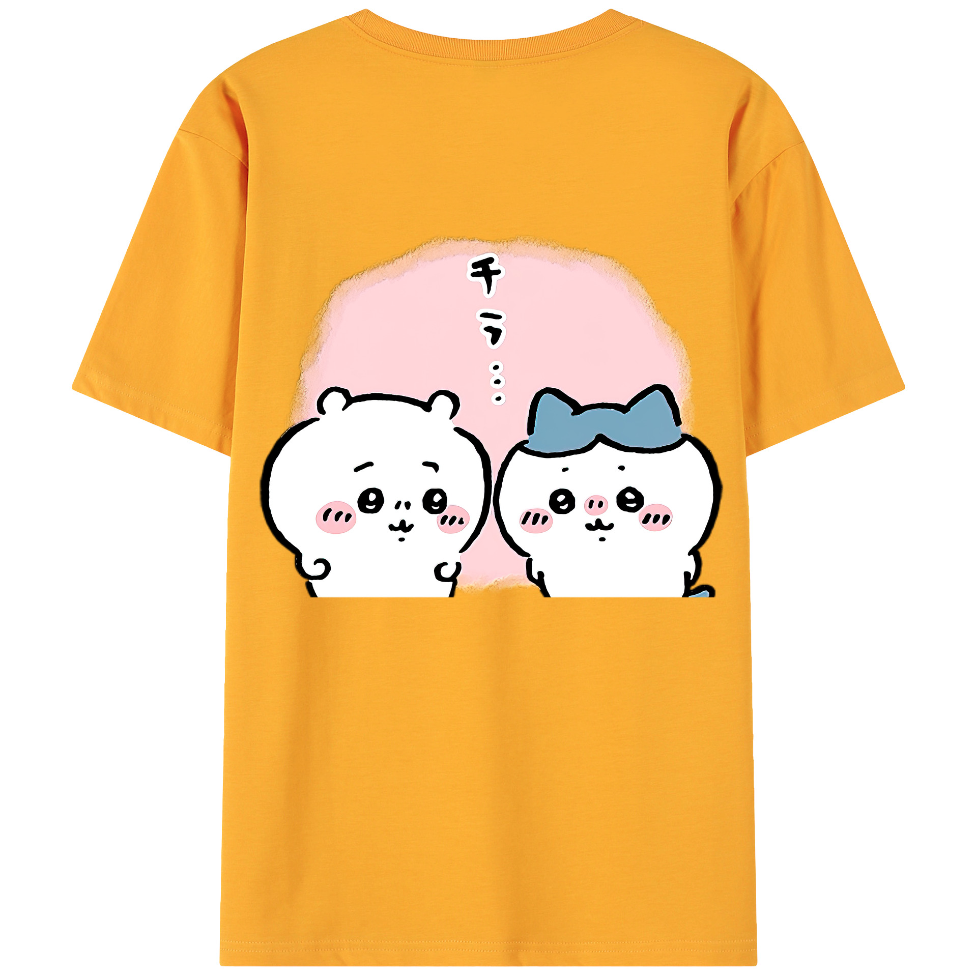 （画像用） ちいかわ ハチワレ Chii-kawa hachiware 綿100％ メンズ半袖Tシャツ（バックプリント） 通気性