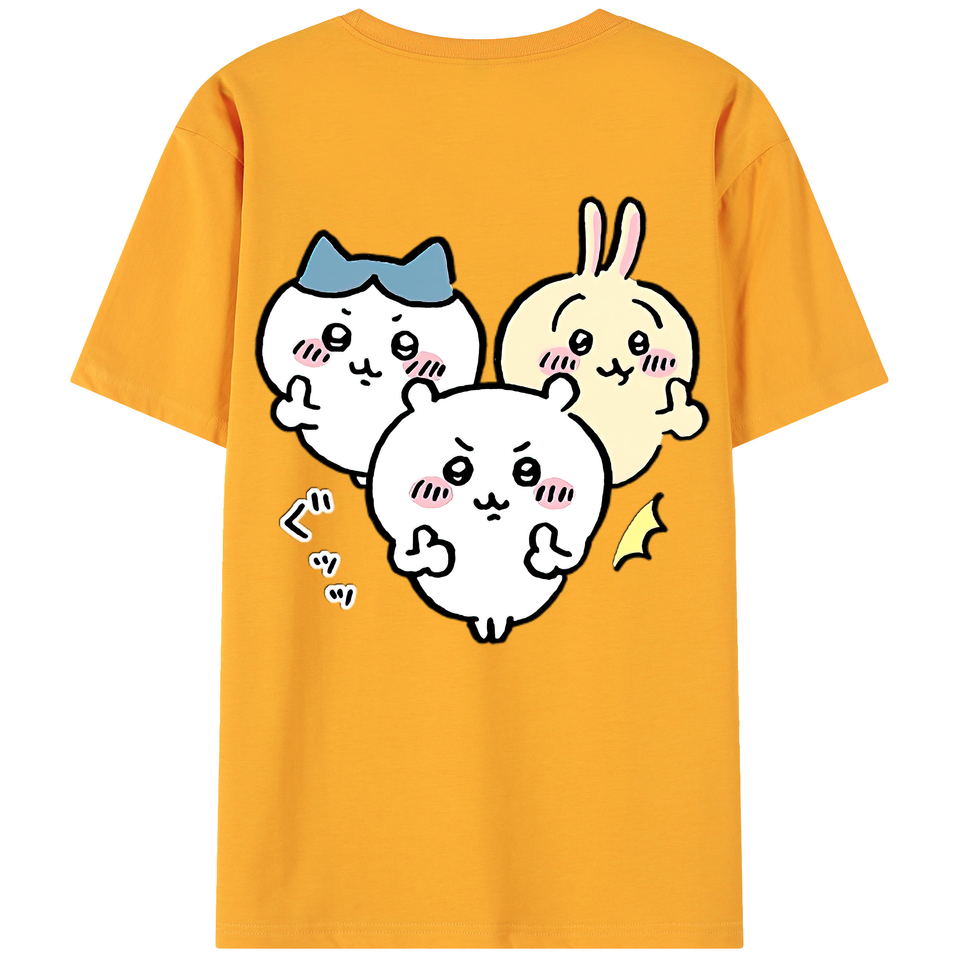 （画像用） ちいかわ うさぎ Chii-kawa usagi 綿100％ メンズ半袖Tシャツ（バックプリント） 通気性