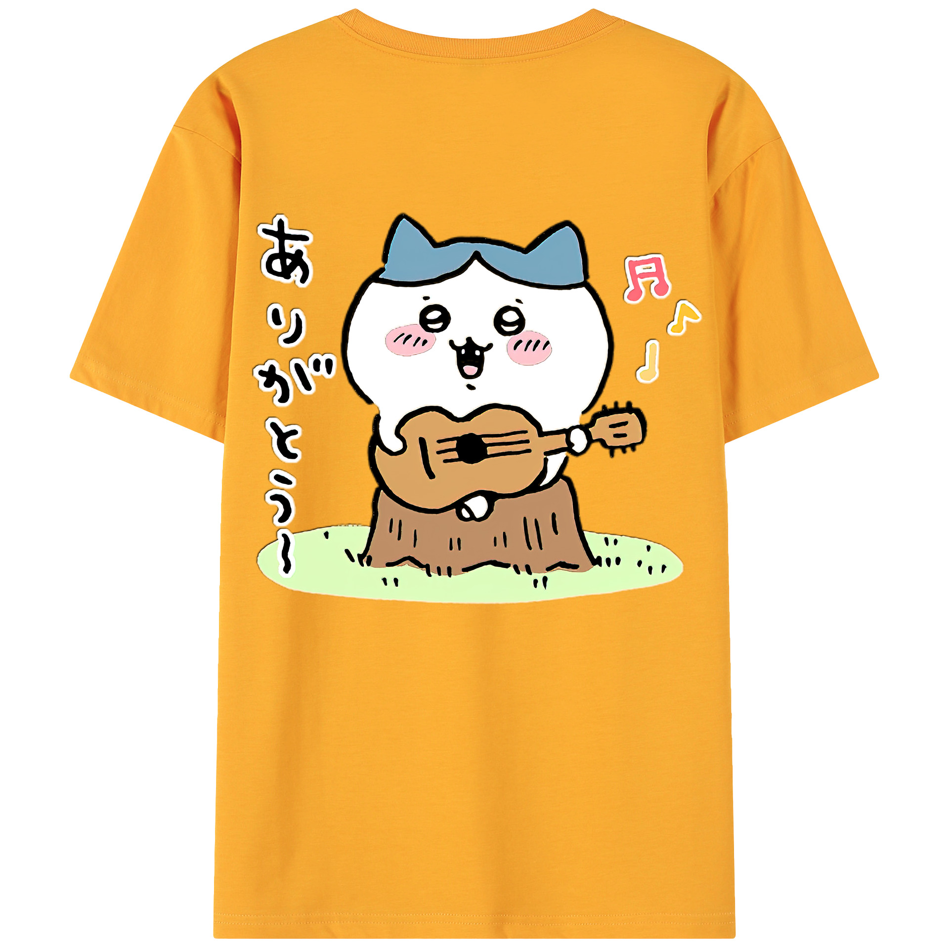 （画像用） ちいかわ ハチワレ Chii-kawa hachiware 綿100％ メンズ半袖Tシャツ（バックプリント） 通気性