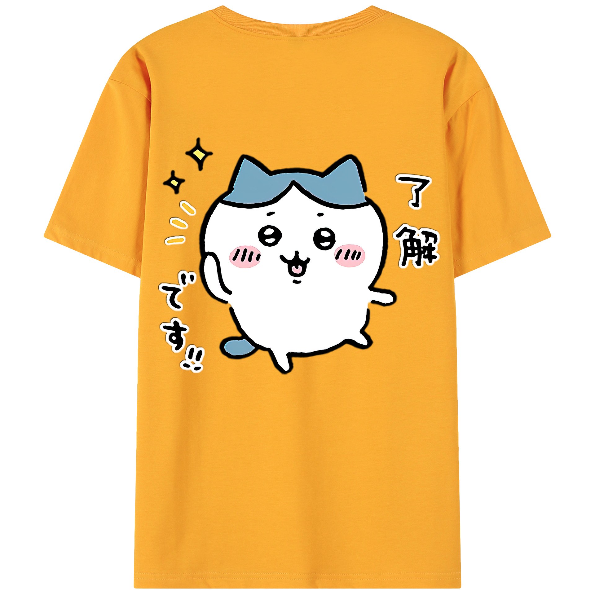 （画像用） ちいかわ ハチワレ Chii-kawa hachiware 綿100％ メンズ半袖Tシャツ（バックプリント） 通気性