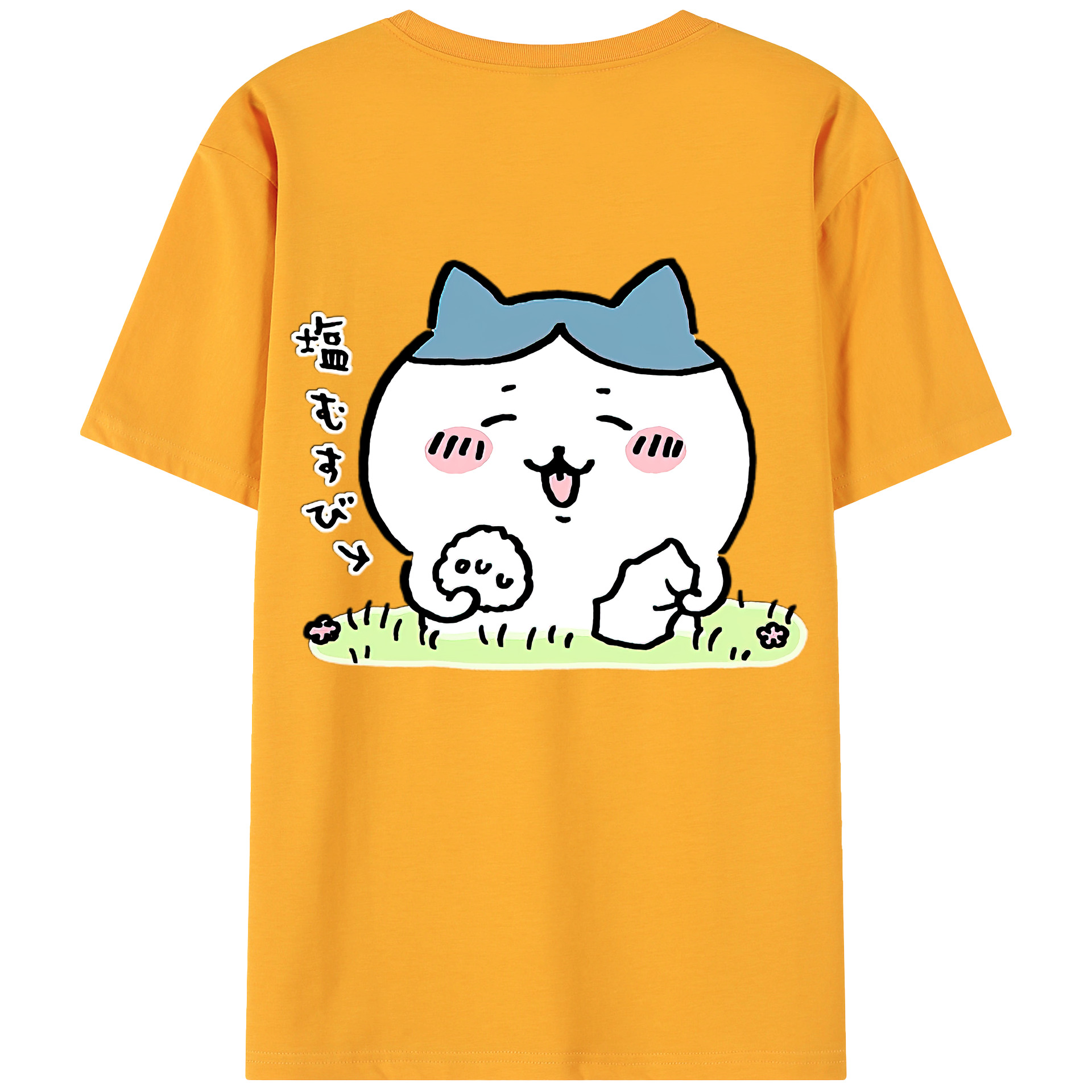 （画像用） ちいかわ ハチワレ Chii-kawa hachiware 綿100％ メンズ半袖Tシャツ（バックプリント） 通気性