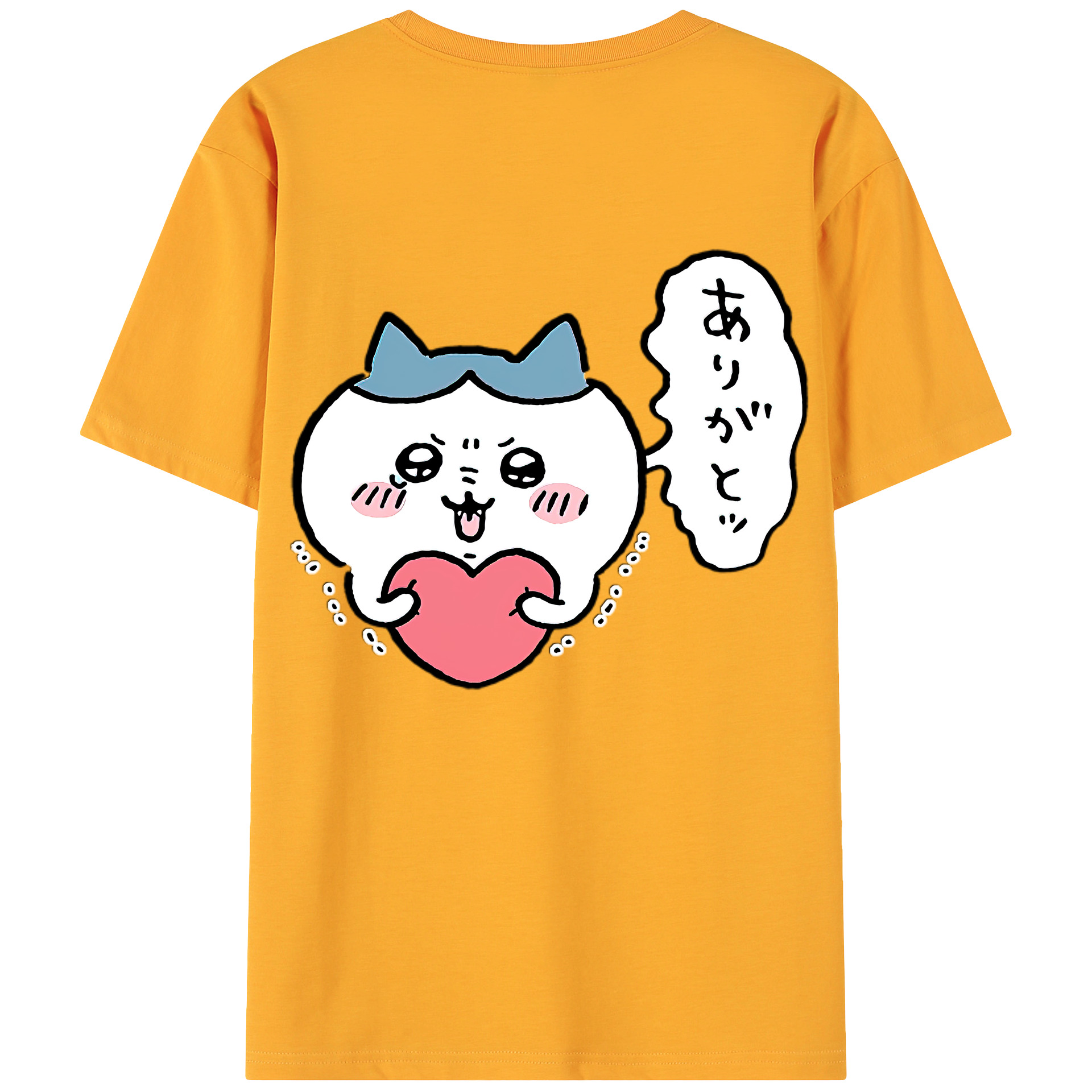 （画像用） ちいかわ ハチワレ Chii-kawa hachiware 綿100％ メンズ半袖Tシャツ（バックプリント） 通気性