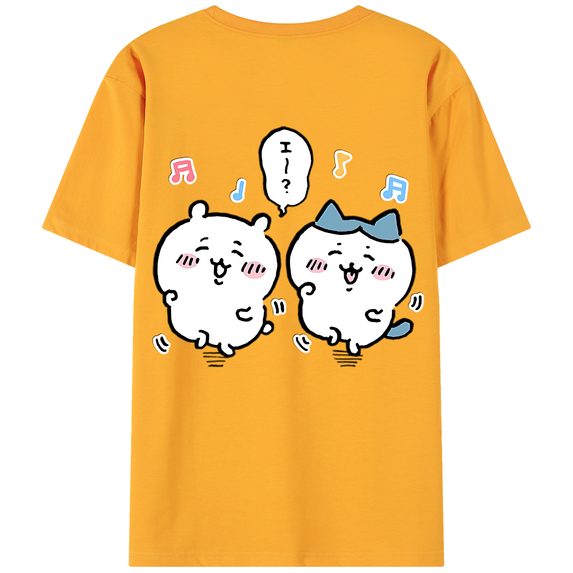 （画像用） ちいかわ ハチワレ Chii-kawa hachiware 綿100％ メンズ半袖Tシャツ（バックプリント） 通気性