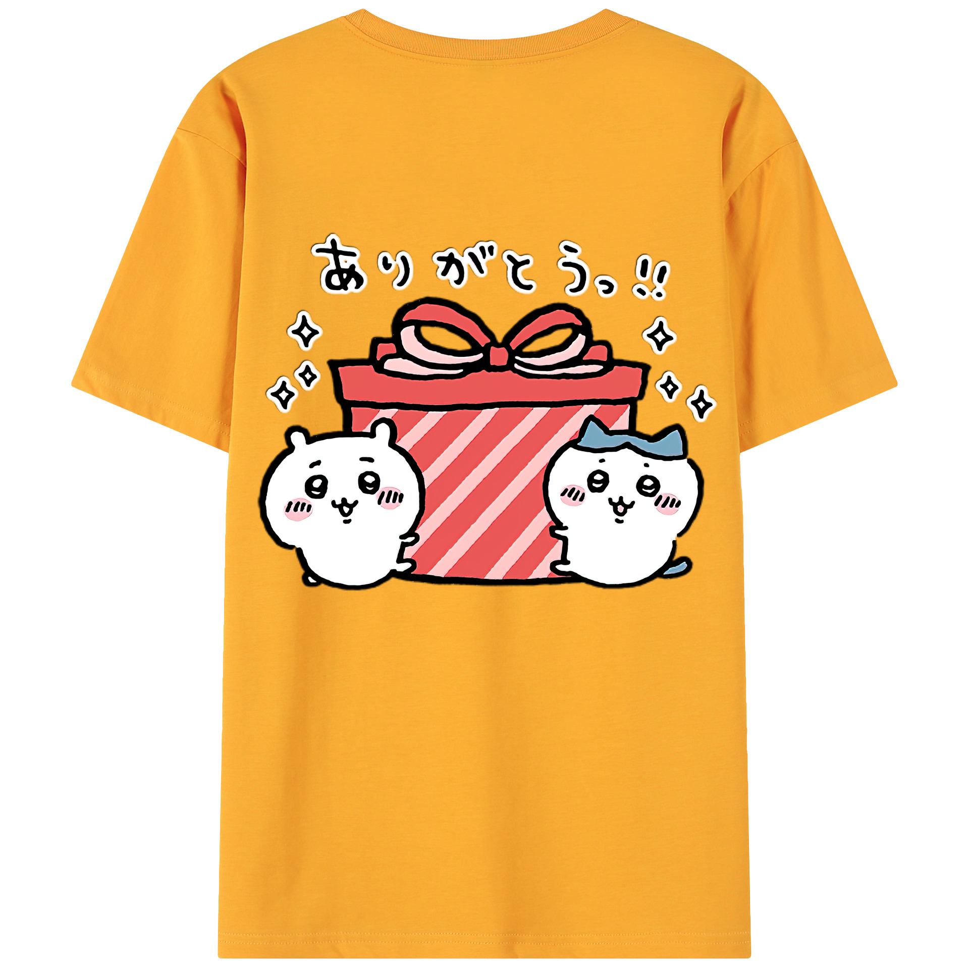 （画像用） ちいかわ ハチワレ Chii-kawa hachiware 綿100％ メンズ半袖Tシャツ（バックプリント） 通気性