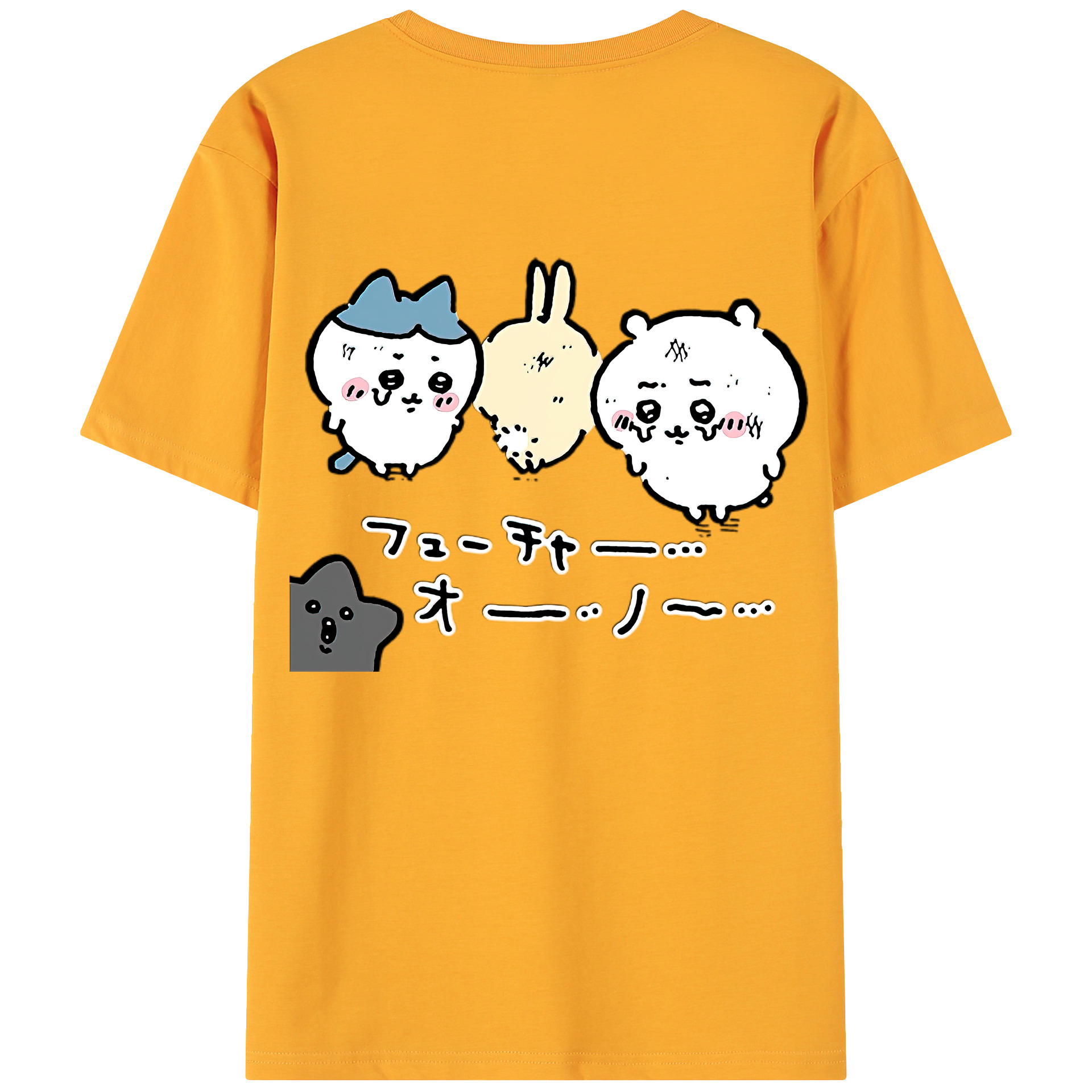 （画像用） ちいかわ ハチワレ Chii-kawa hachiware 綿100％ メンズ半袖Tシャツ（バックプリント） 通気性
