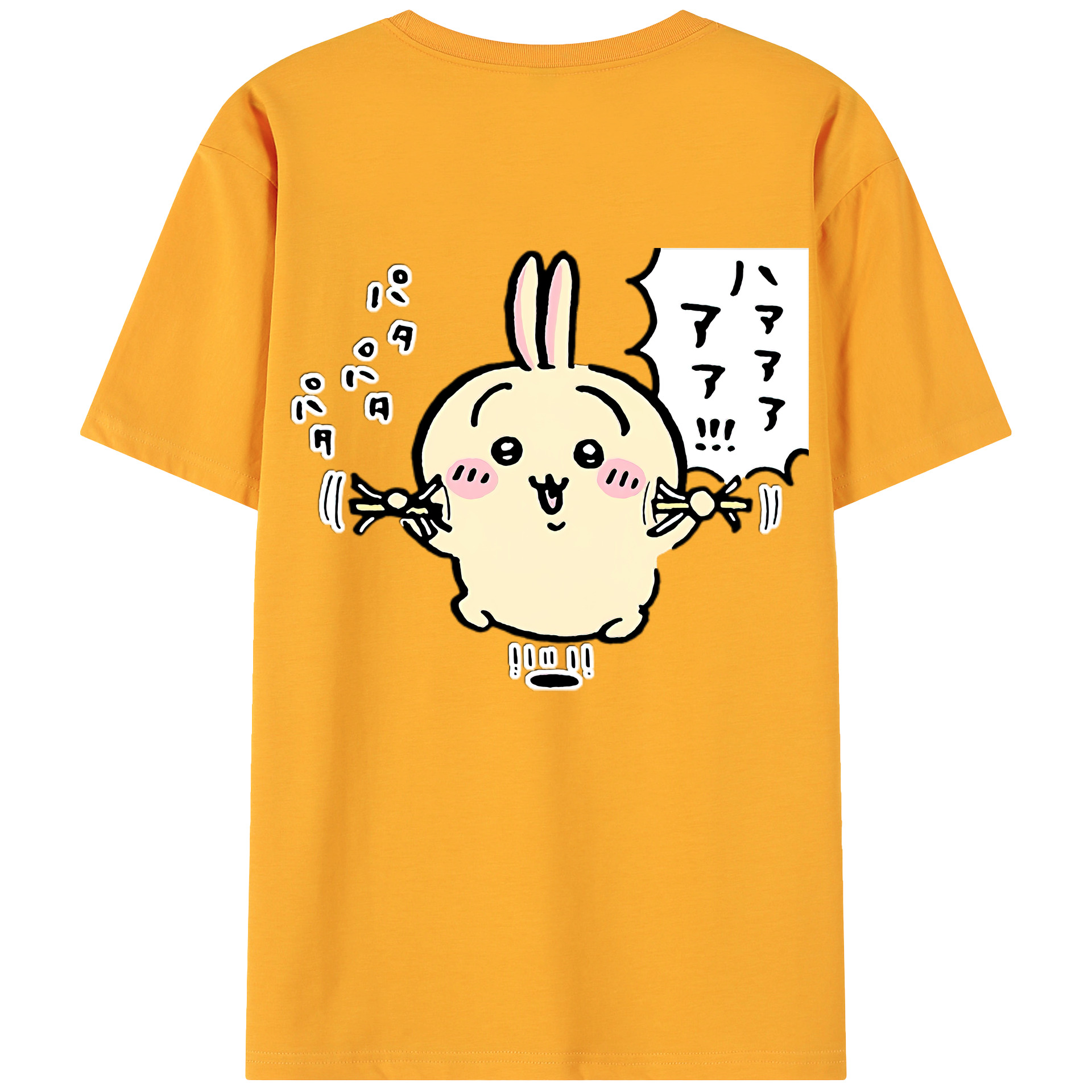 （画像用） ちいかわ うさぎ Chii-kawa usagi 綿100％ メンズ半袖Tシャツ（バックプリント） 通気性