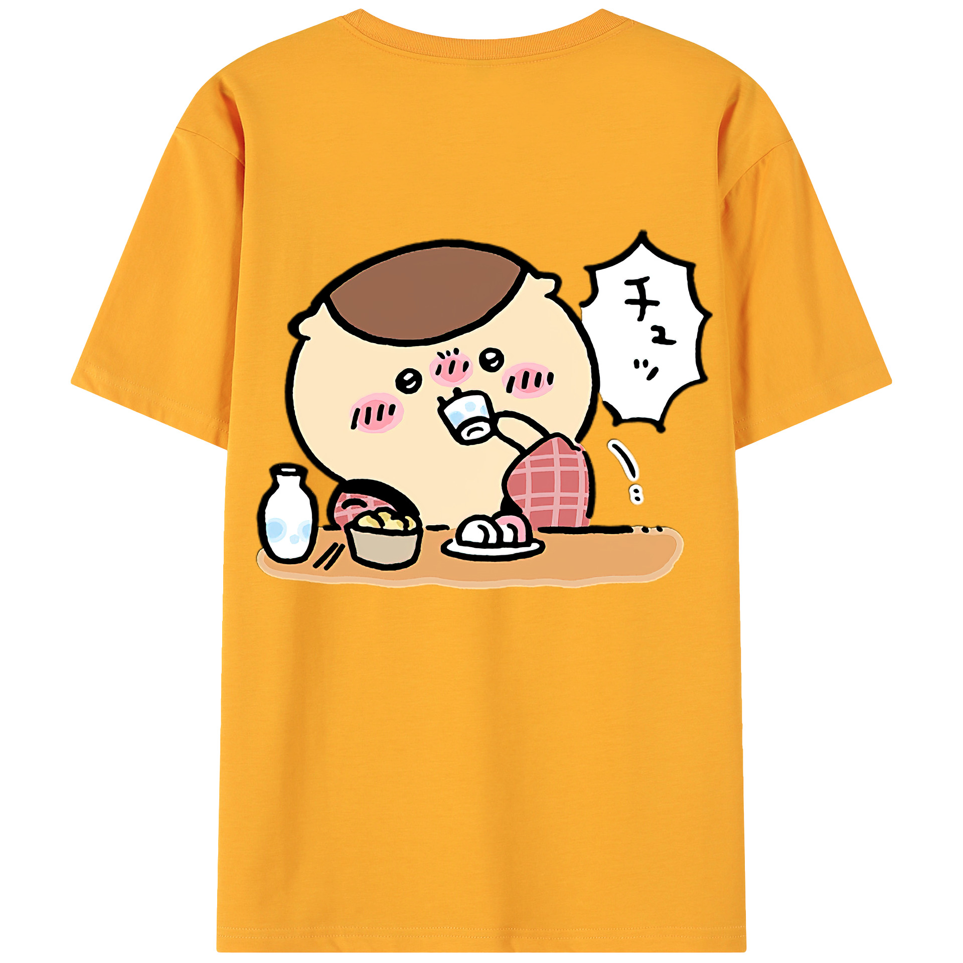 （画像用） ちいかわ くりまんじゅう Chii-kawa kuri manjū 綿100％ メンズ半袖Tシャツ（バックプリント） 通気性