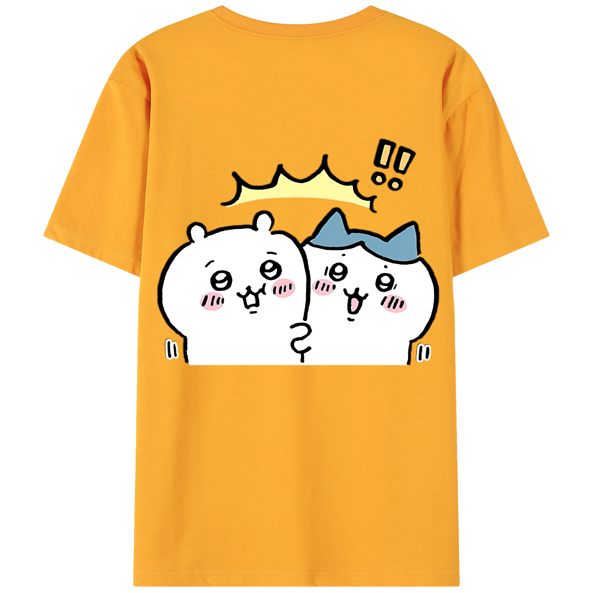 （画像用） ちいかわ ハチワレ Chii-kawa hachiware 綿100％ メンズ半袖Tシャツ（バックプリント） 通気性