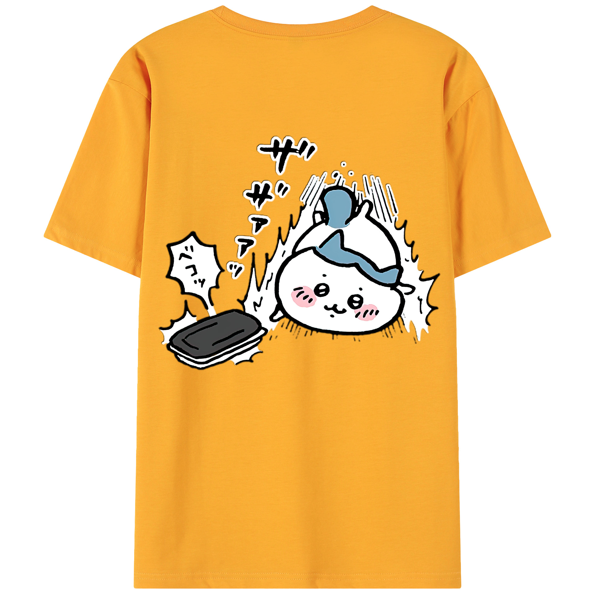 （画像用） ちいかわ ハチワレ Chii-kawa hachiware 綿100％ メンズ半袖Tシャツ（バックプリント） 通気性