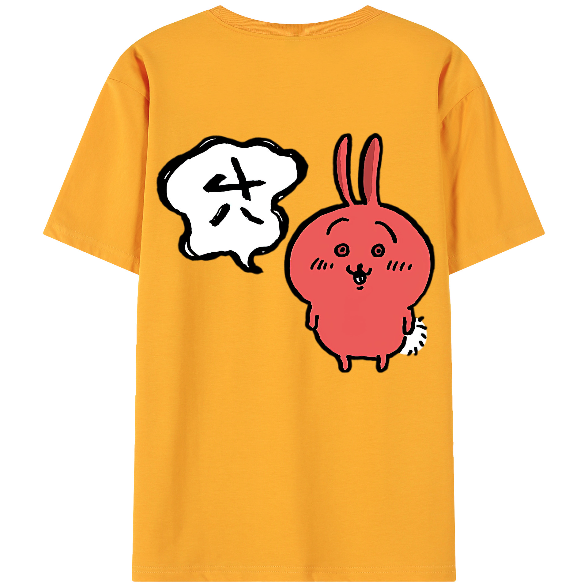 （画像用） ちいかわ ハチワレ Chii-kawa hachiware 綿100％ メンズ半袖Tシャツ（バックプリント） 通気性