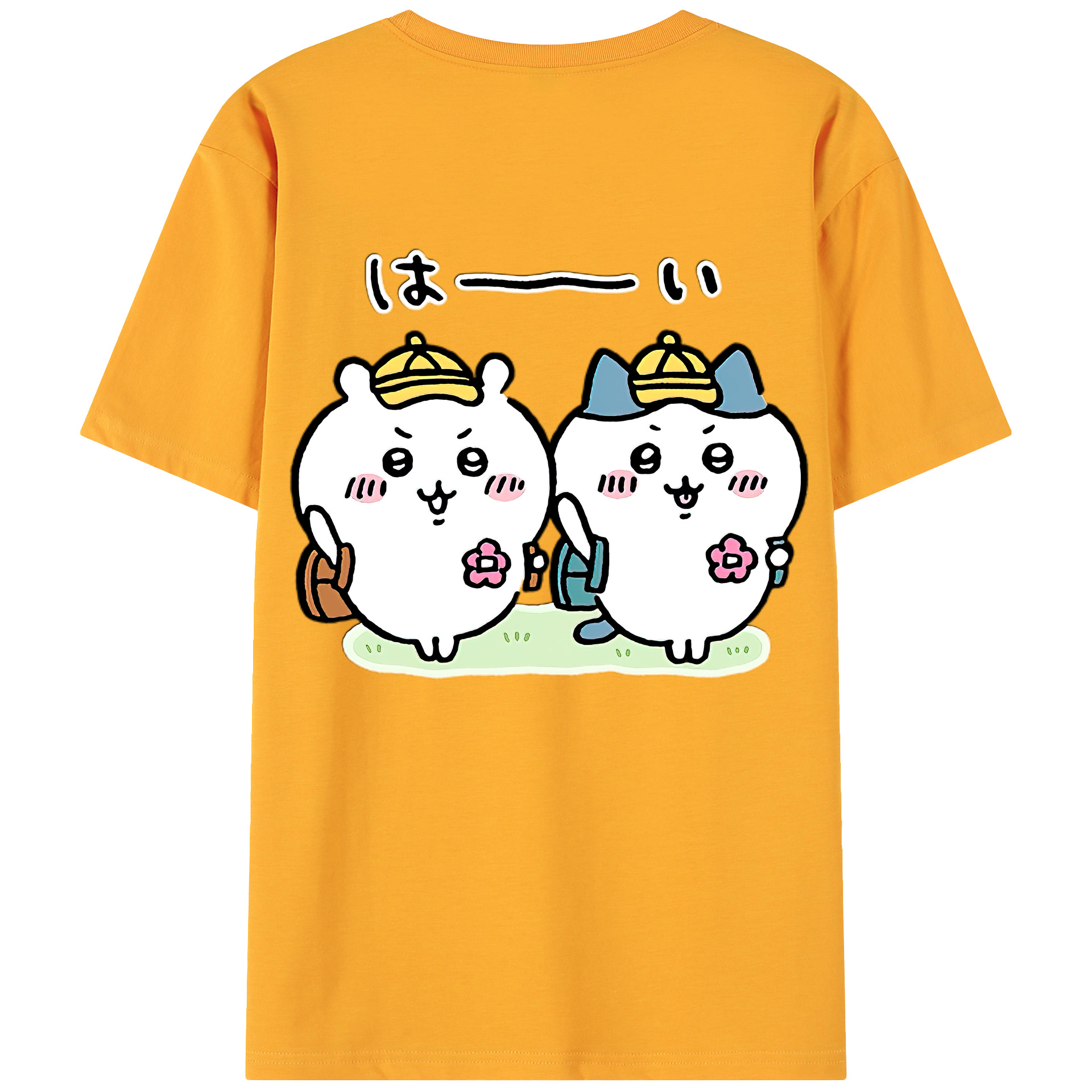 （画像用） ちいかわ ハチワレ Chii-kawa hachiware 綿100％ メンズ半袖Tシャツ（バックプリント） 通気性