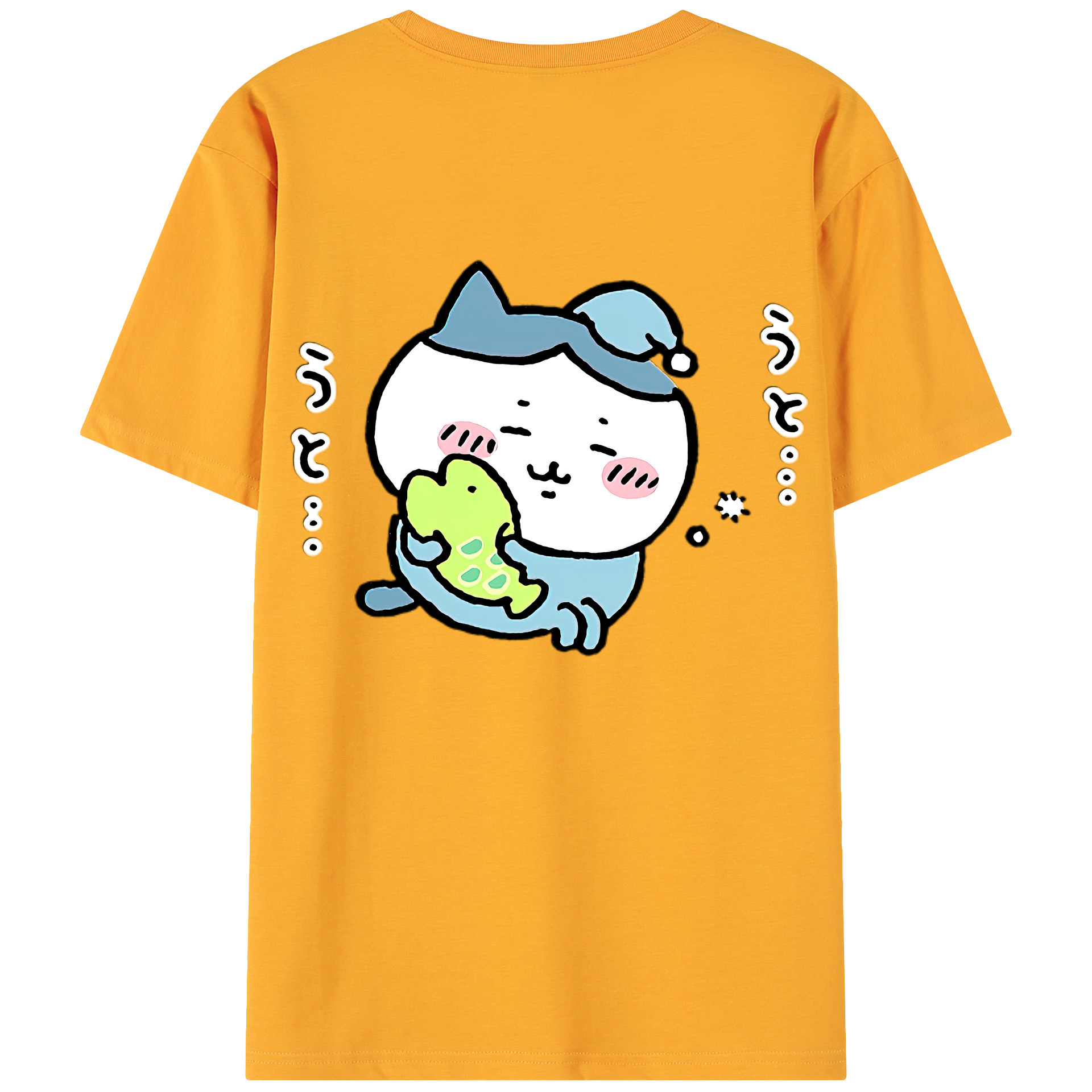 （画像用） ちいかわ ハチワレ Chii-kawa hachiware 綿100％ メンズ半袖Tシャツ（バックプリント） 通気性