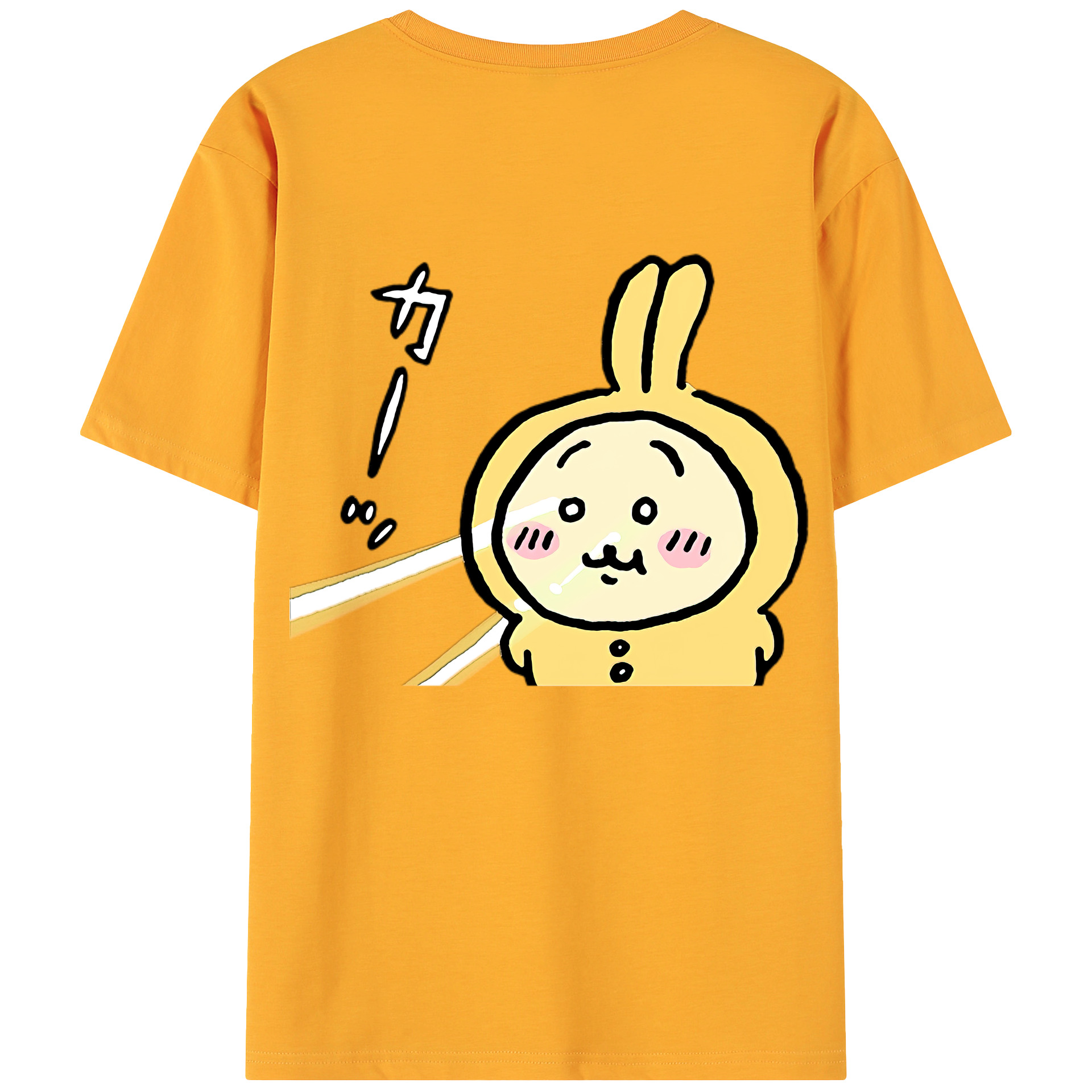 （画像用） ちいかわ うさぎ Chii-kawa usagi 綿100％ メンズ半袖Tシャツ（バックプリント） 通気性