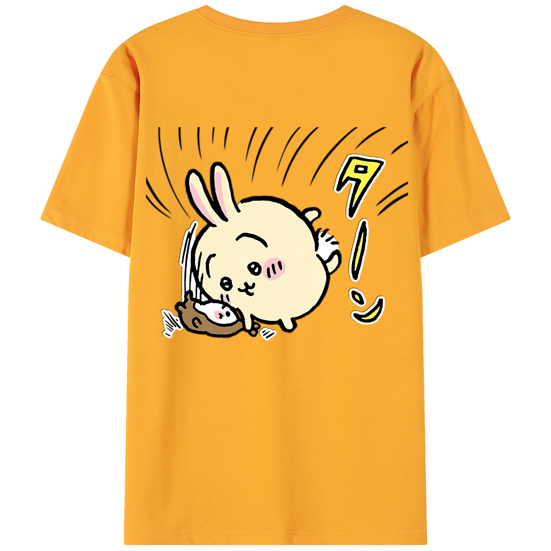 （画像用） ちいかわ うさぎ Chii-kawa usagi 綿100％ メンズ半袖Tシャツ（バックプリント） 通気性