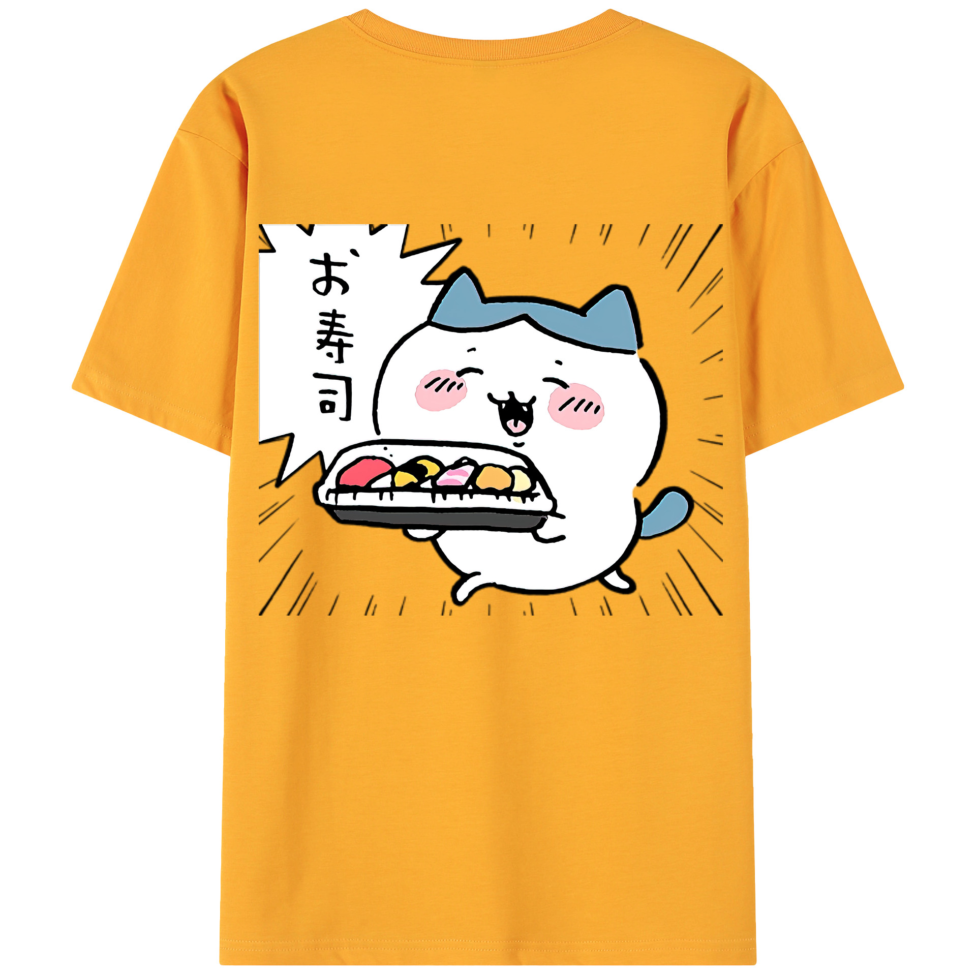 （画像用） ちいかわ ハチワレ Chii-kawa hachiware 綿100％ メンズ半袖Tシャツ（バックプリント） 通気性