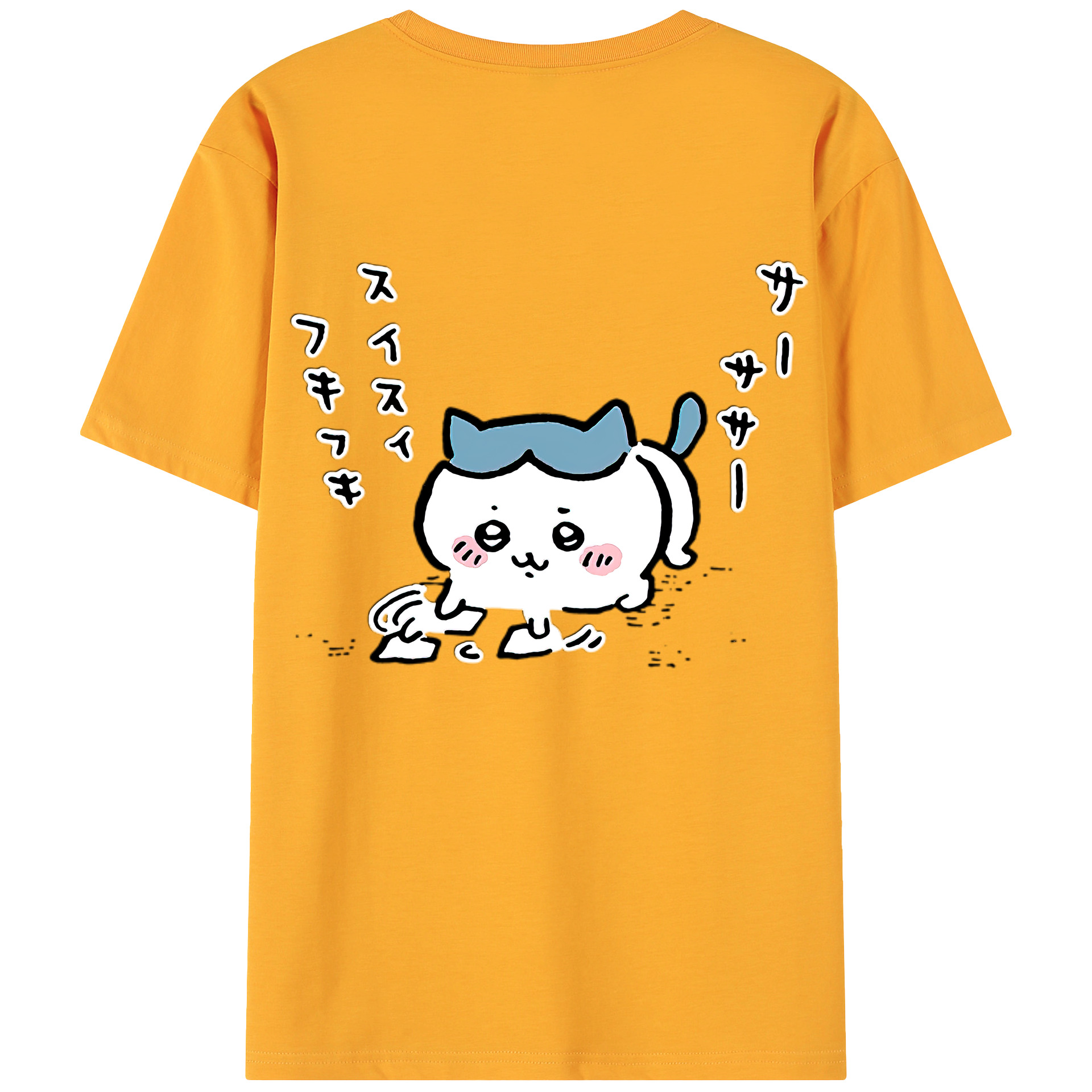 （画像用） ちいかわ ハチワレ Chii-kawa hachiware 綿100％ メンズ半袖Tシャツ（バックプリント） 通気性