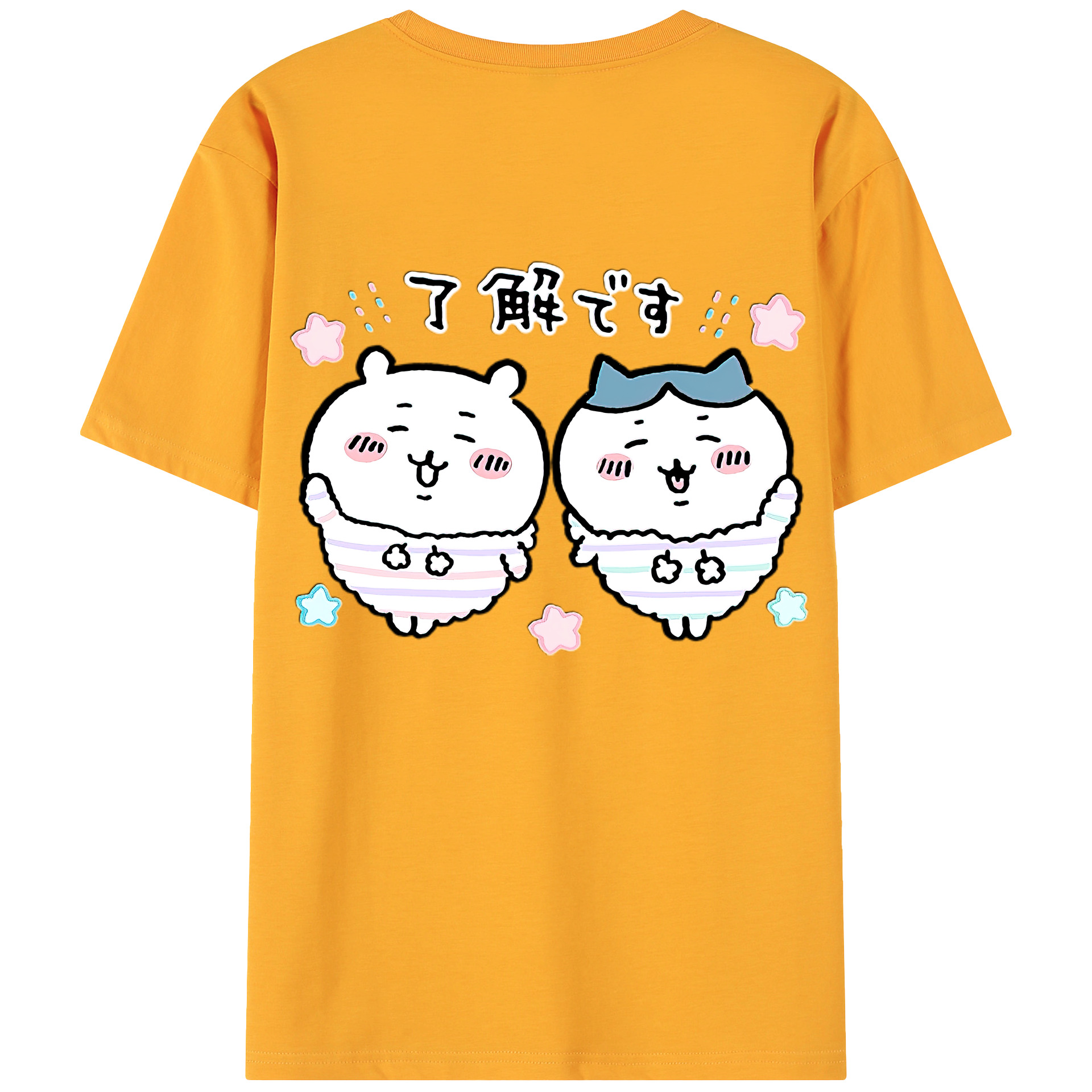 （画像用） ちいかわ ハチワレ Chii-kawa hachiware 綿100％ メンズ半袖Tシャツ（バックプリント） 通気性
