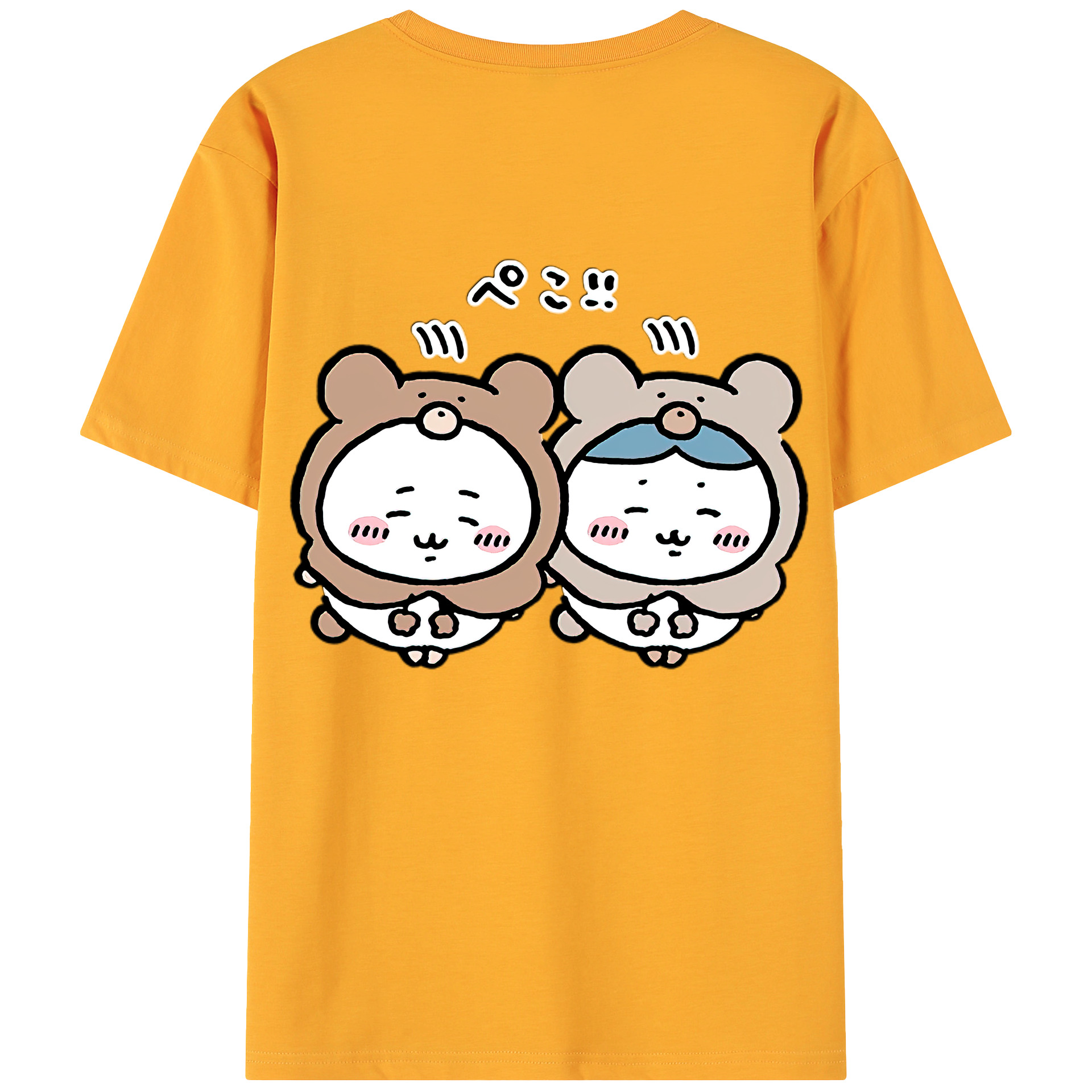 （画像用） ちいかわ ハチワレ Chii-kawa hachiware 綿100％ メンズ半袖Tシャツ（バックプリント） 通気性