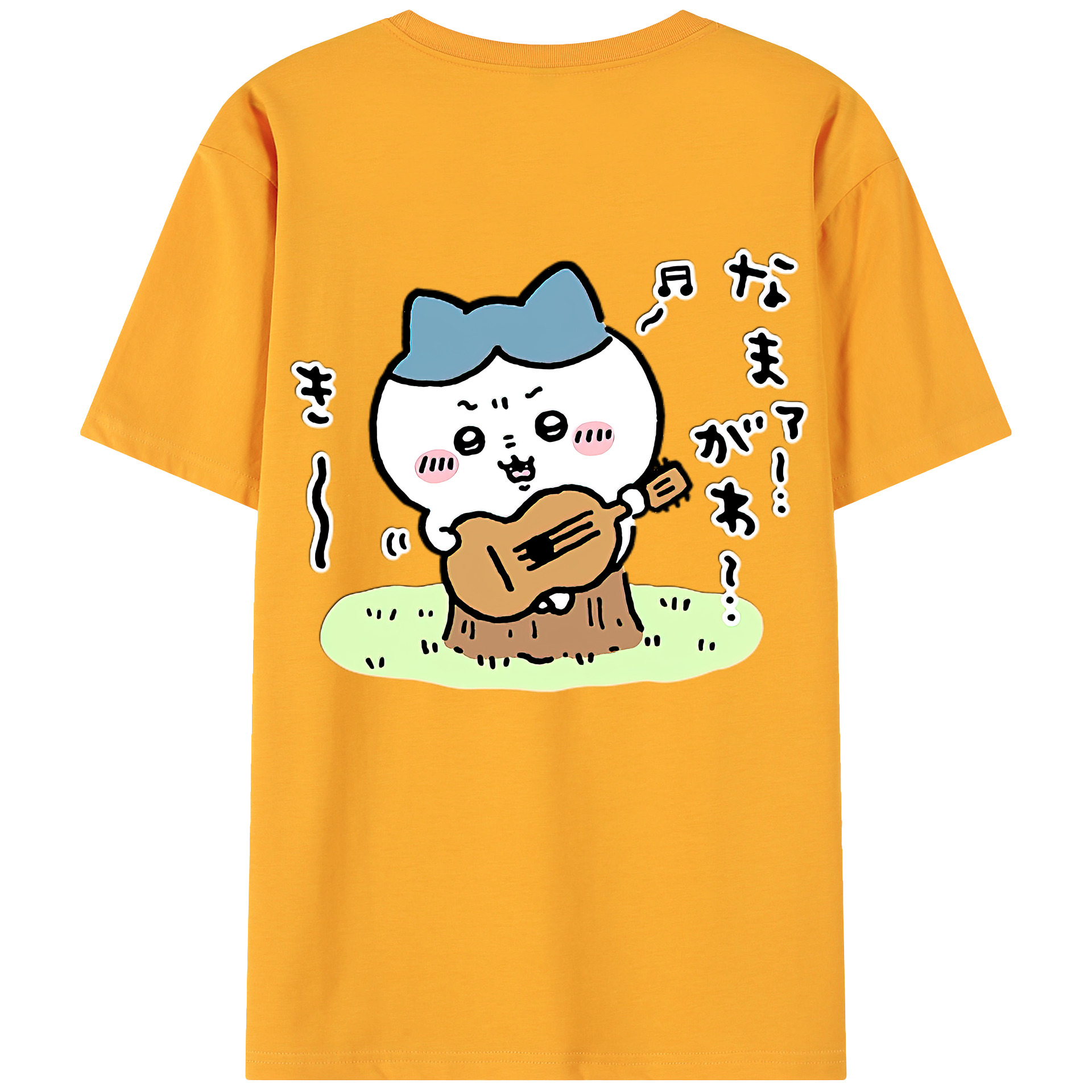 （画像用） ちいかわ ハチワレ Chii-kawa hachiware 綿100％ メンズ半袖Tシャツ（バックプリント） 通気性