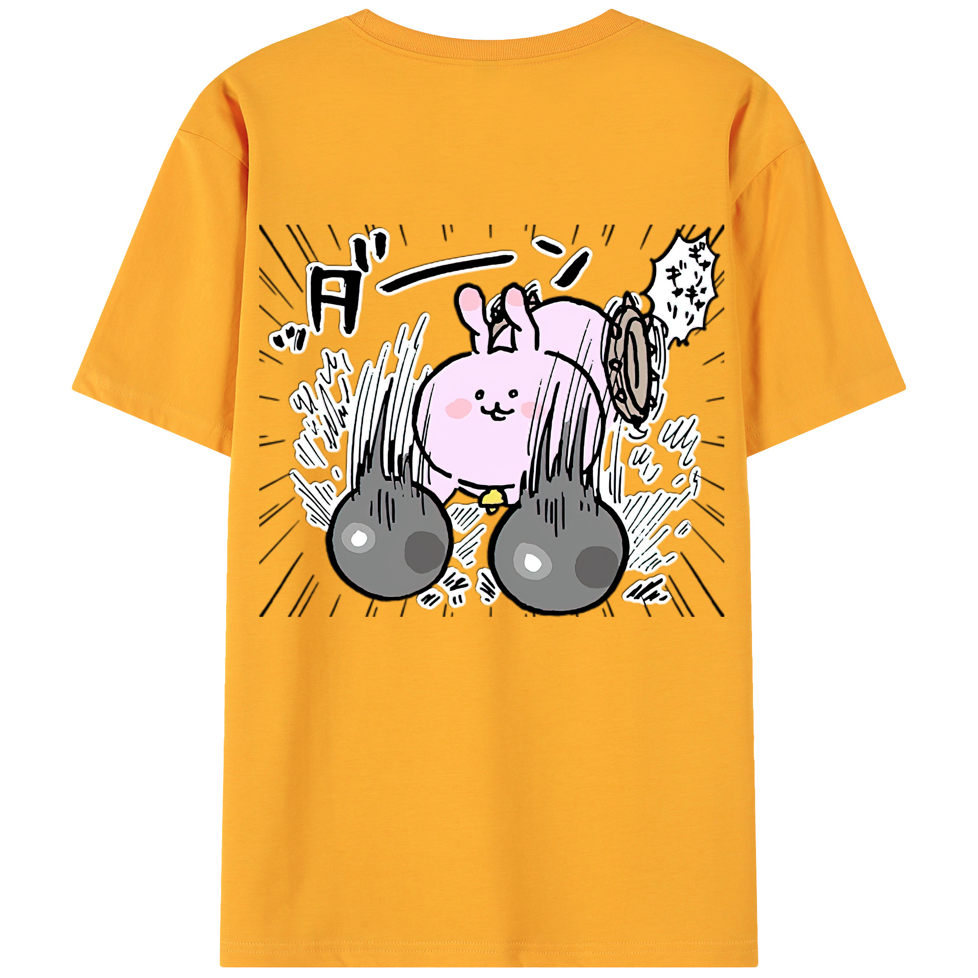 （画像用） ちいかわ うさぎ Chii-kawa usagi 綿100％ メンズ半袖Tシャツ（バックプリント） 通気性