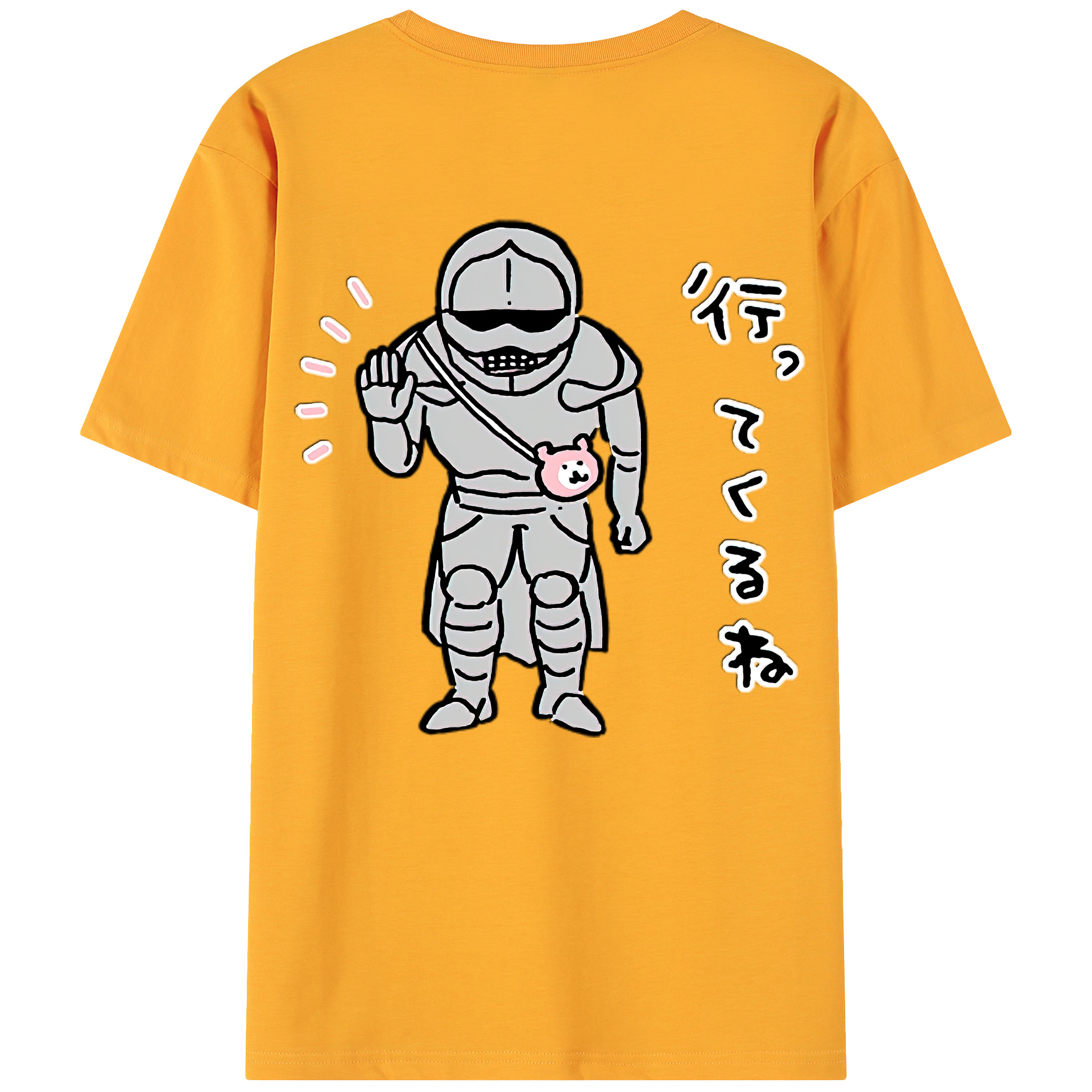 （画像用） ちいかわ 労働の鎧さん Chii-kawa Mr. Armor of Labor 綿100％ メンズ半袖Tシャツ（バックプリント） 通気性
