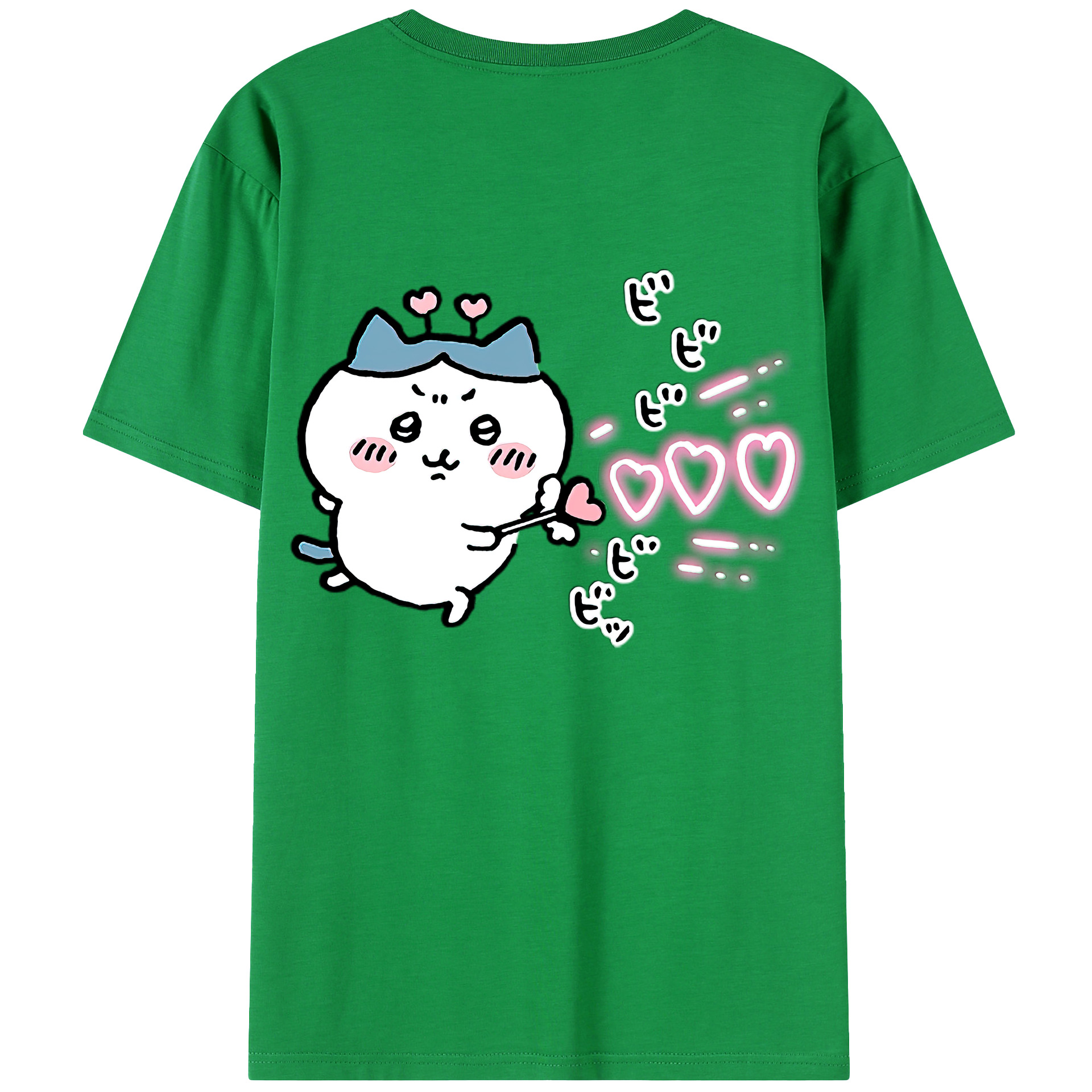 （画像用） ちいかわ ハチワレ Chii-kawa hachiware 綿100％ メンズ半袖Tシャツ（バックプリント） 通気性