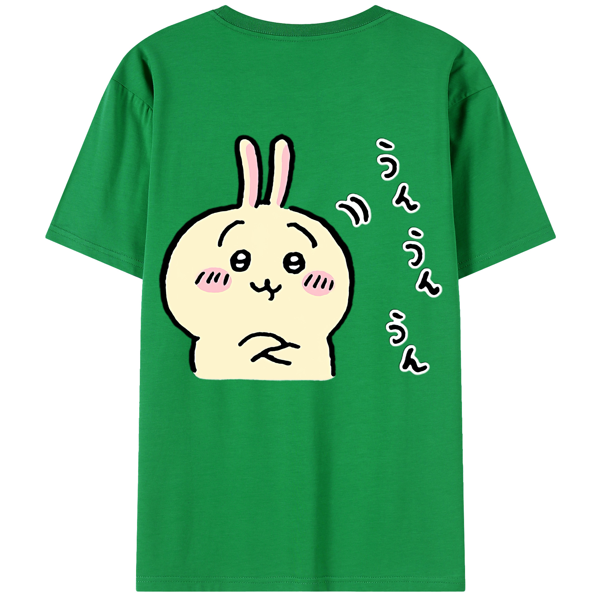 （画像用） ちいかわ うさぎ Chii-kawa usagi 綿100％ メンズ半袖Tシャツ（バックプリント） 通気性