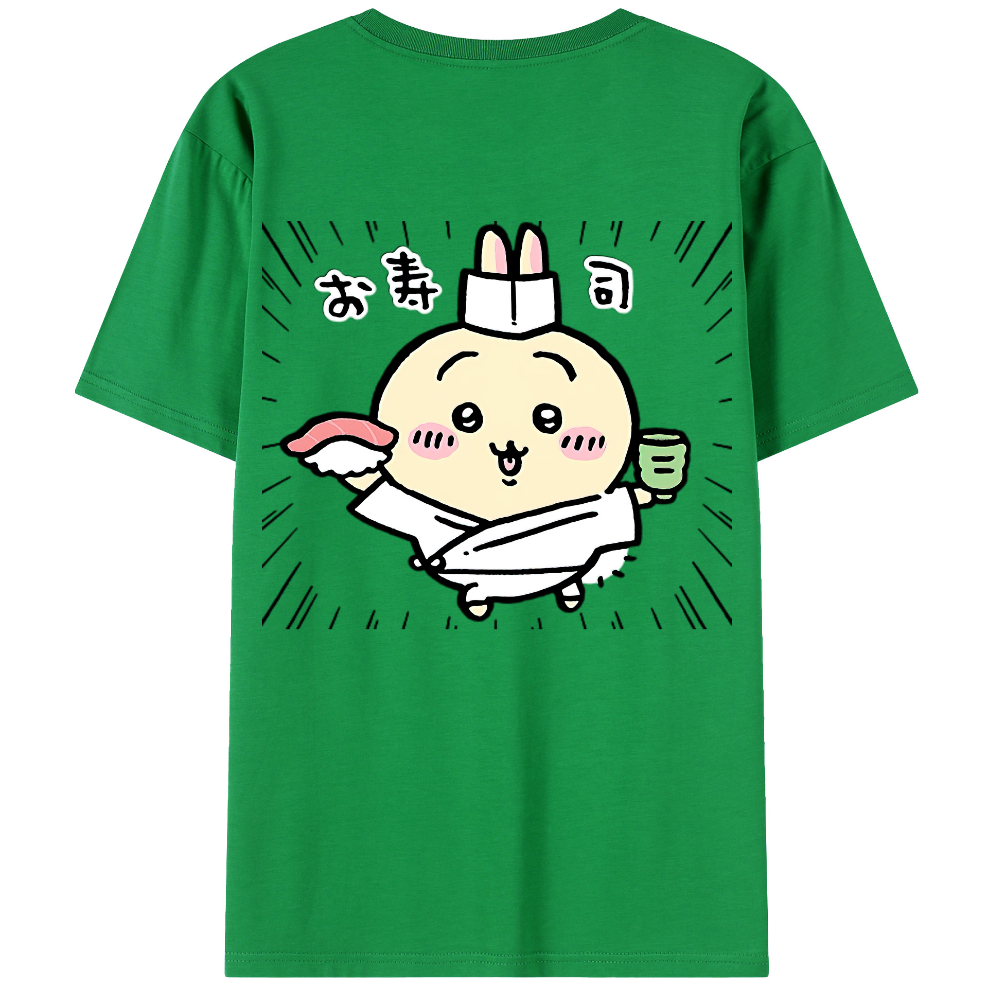 （画像用） ちいかわ うさぎ Chii-kawa usagi 綿100％ メンズ半袖Tシャツ（バックプリント） 通気性