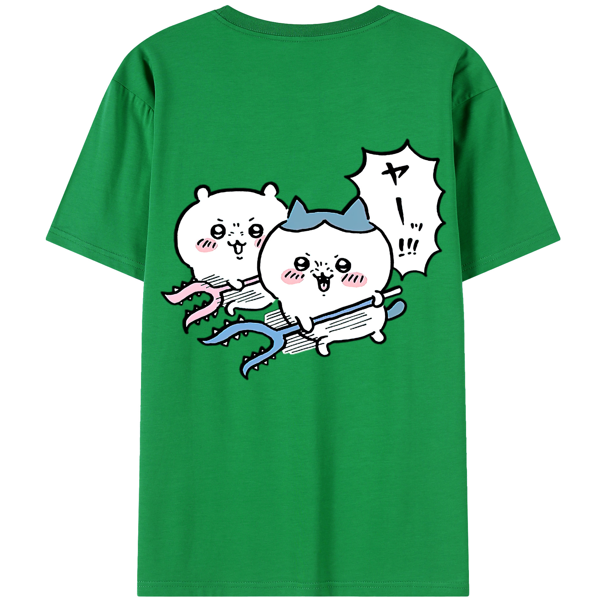 （画像用） ちいかわ ハチワレ Chii-kawa hachiware 綿100％ メンズ半袖Tシャツ（バックプリント） 通気性