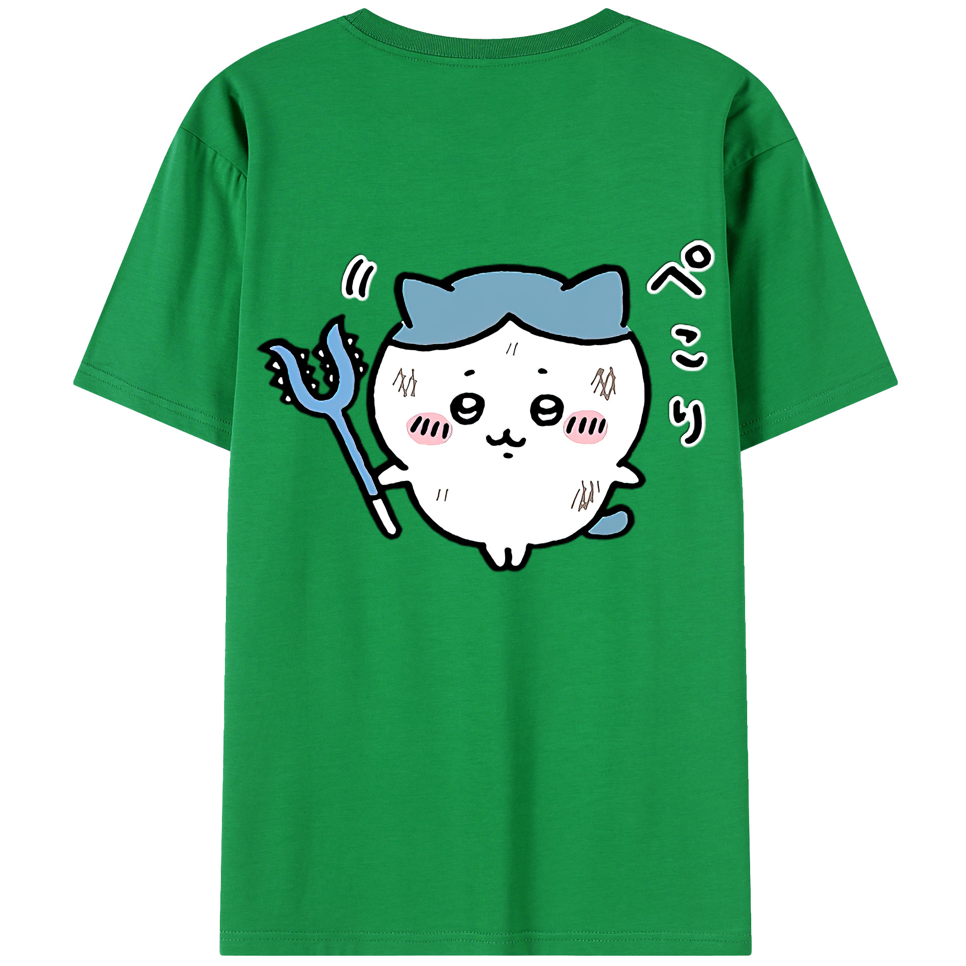 （画像用） ちいかわ ハチワレ Chii-kawa hachiware 綿100％ メンズ半袖Tシャツ（バックプリント） 通気性