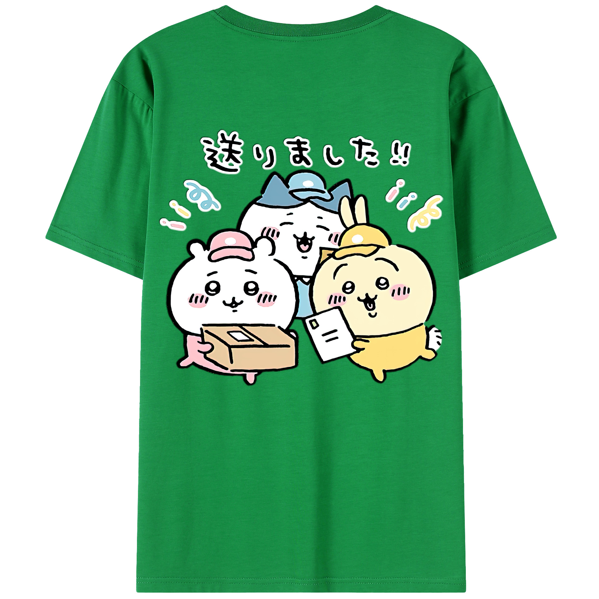 （画像用） ちいかわ ハチワレ Chii-kawa hachiware 綿100％ メンズ半袖Tシャツ（バックプリント） 通気性