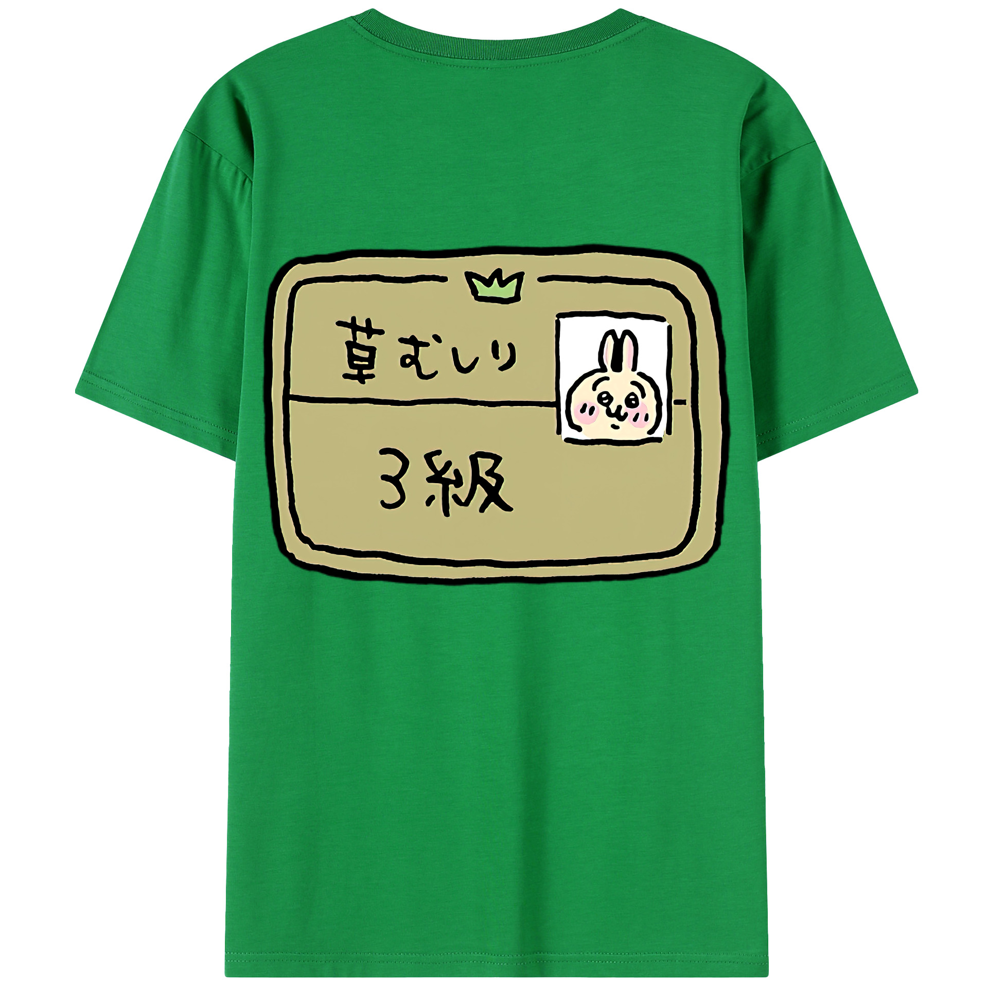 （画像用） ちいかわ うさぎ Chii-kawa usagi 綿100％ メンズ半袖Tシャツ（バックプリント） 通気性