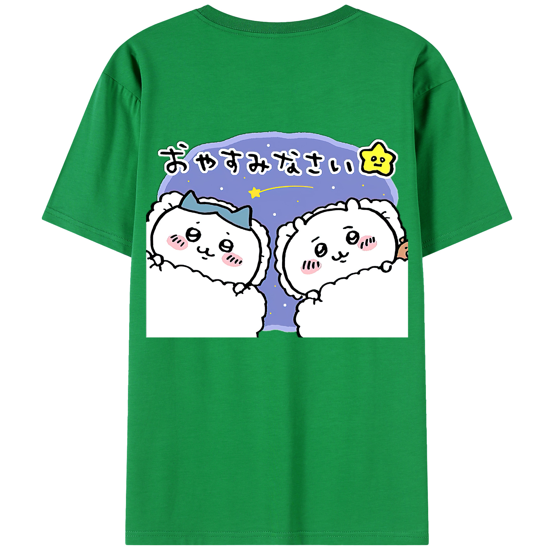 （画像用） ちいかわ ハチワレ Chii-kawa hachiware 綿100％ メンズ半袖Tシャツ（バックプリント） 通気性