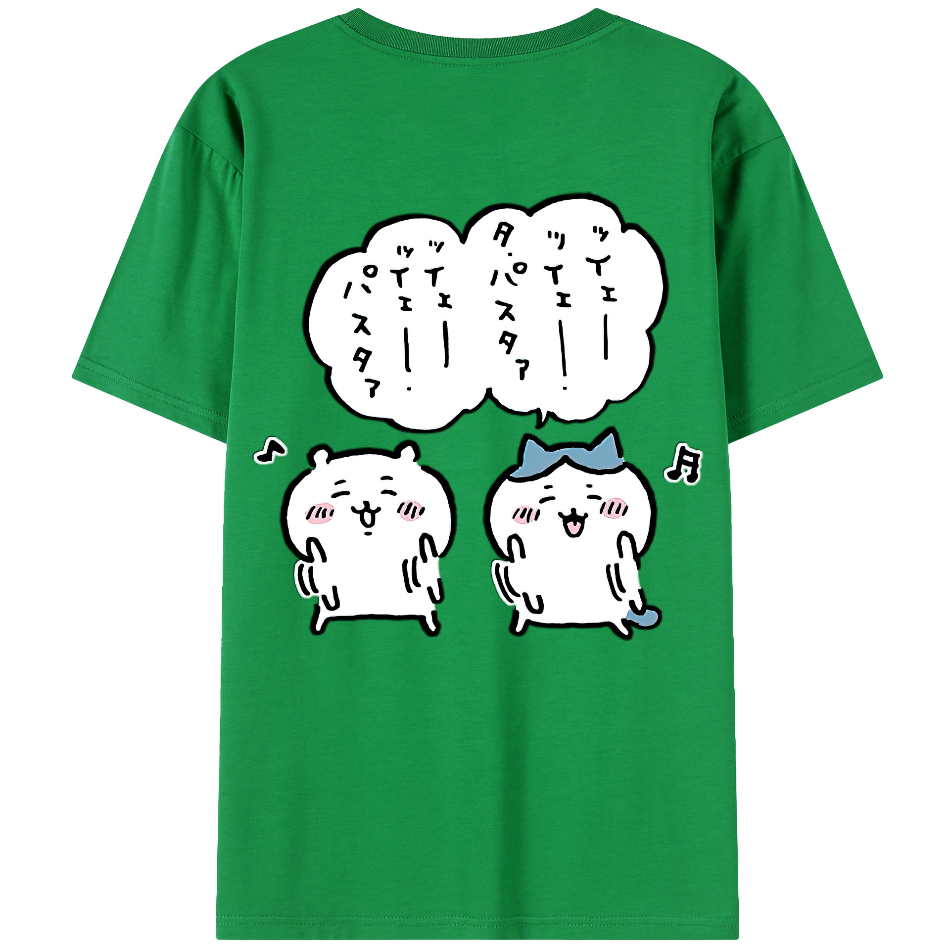 （画像用） ちいかわ ハチワレ Chii-kawa hachiware 綿100％ メンズ半袖Tシャツ（バックプリント） 通気性