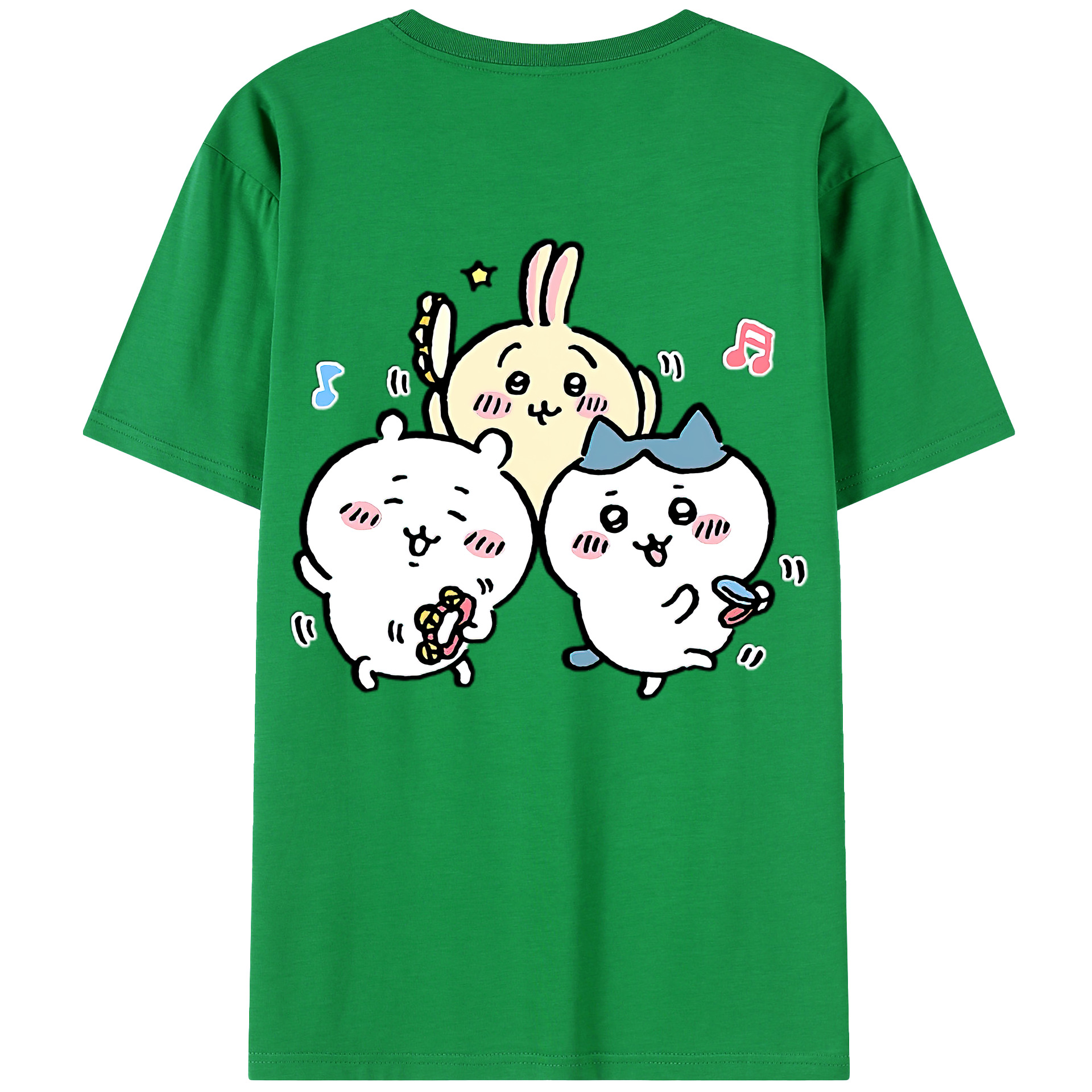 （画像用） ちいかわ ハチワレ Chii-kawa hachiware 綿100％ メンズ半袖Tシャツ（バックプリント） 通気性