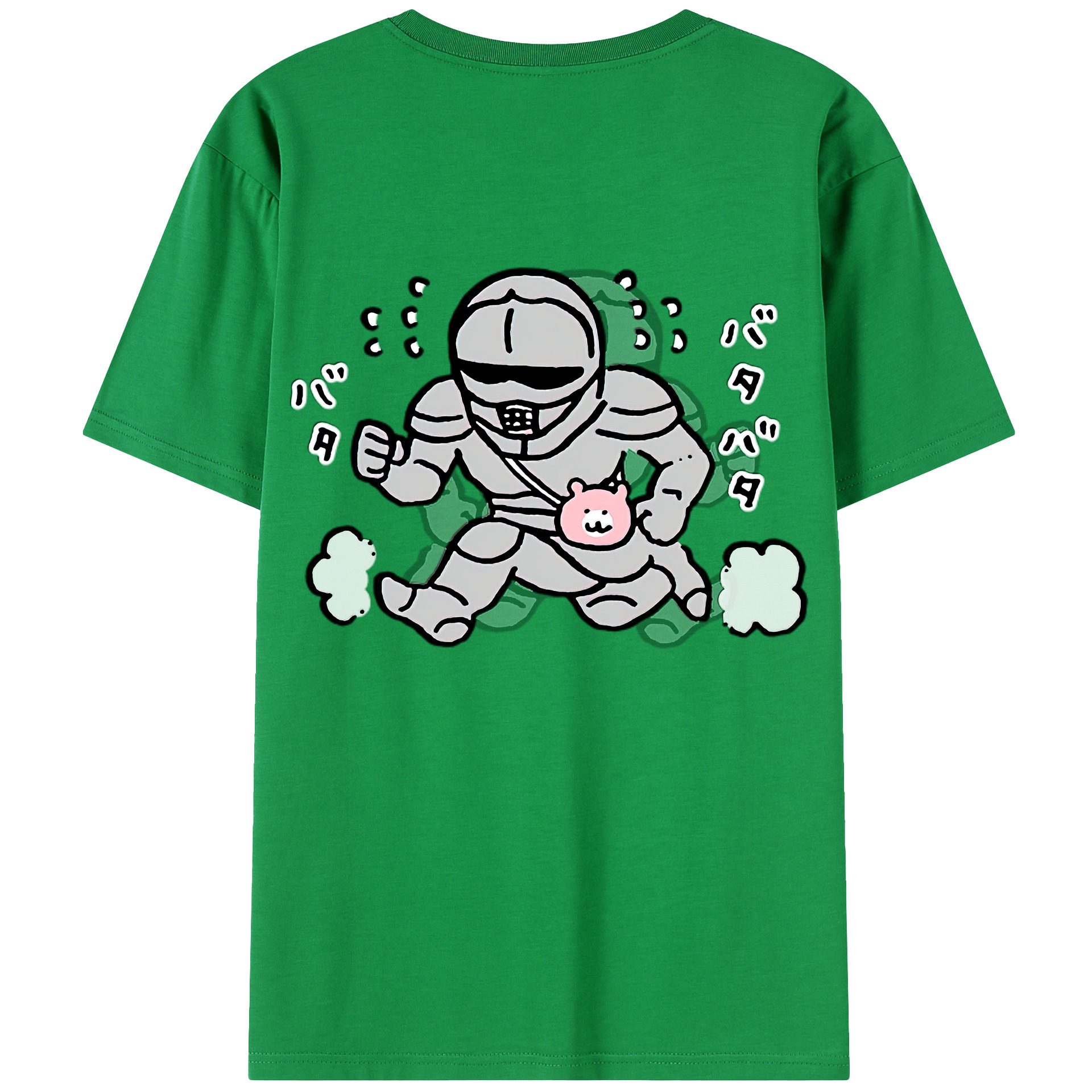 （画像用） ちいかわ 労働の鎧さん Chii-kawa Mr. Armor of Labor 綿100％ メンズ半袖Tシャツ（バックプリント） 通気性