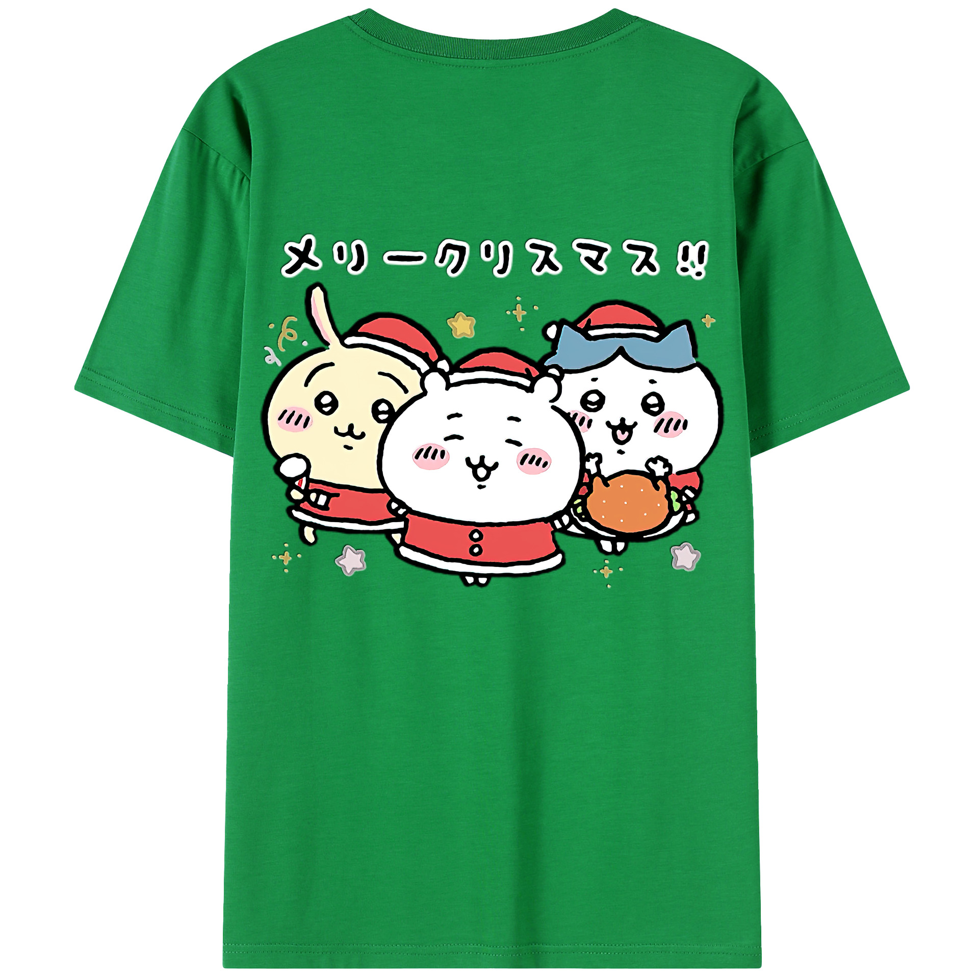 （画像用） ちいかわ ハチワレ Chii-kawa hachiware 綿100％ メンズ半袖Tシャツ（バックプリント） 通気性