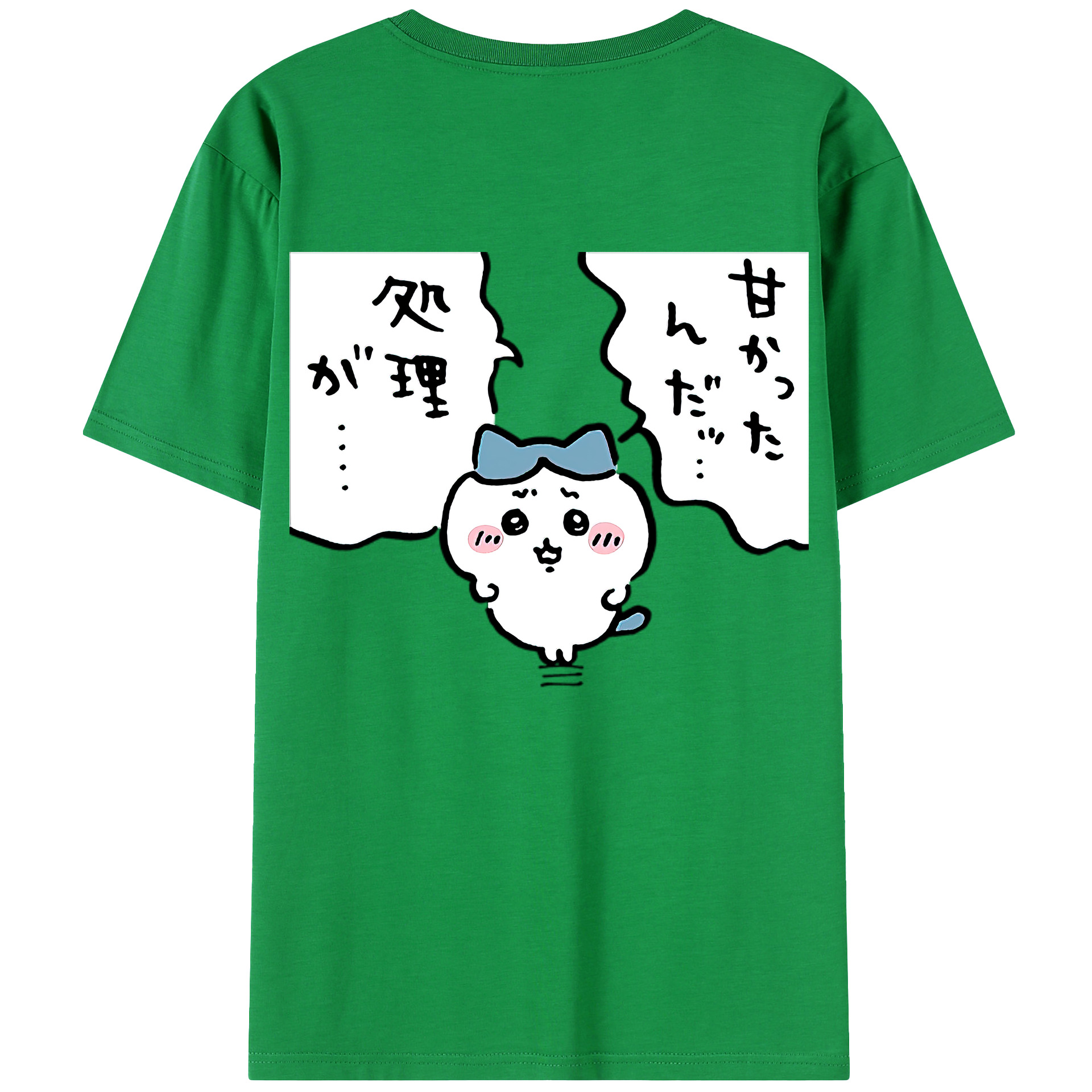 （画像用） ちいかわ ハチワレ Chii-kawa hachiware 綿100％ メンズ半袖Tシャツ（バックプリント） 通気性